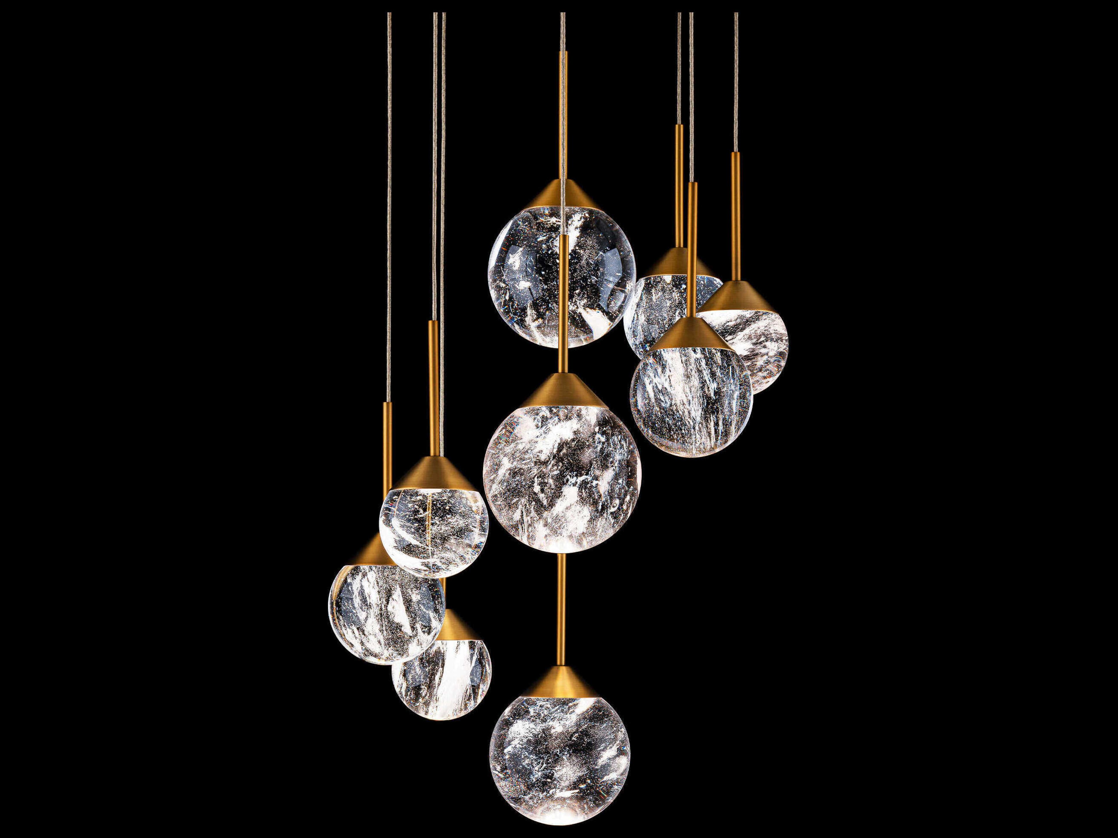 Schonbek Quest 9-Light Aged Brass Globe Pendant