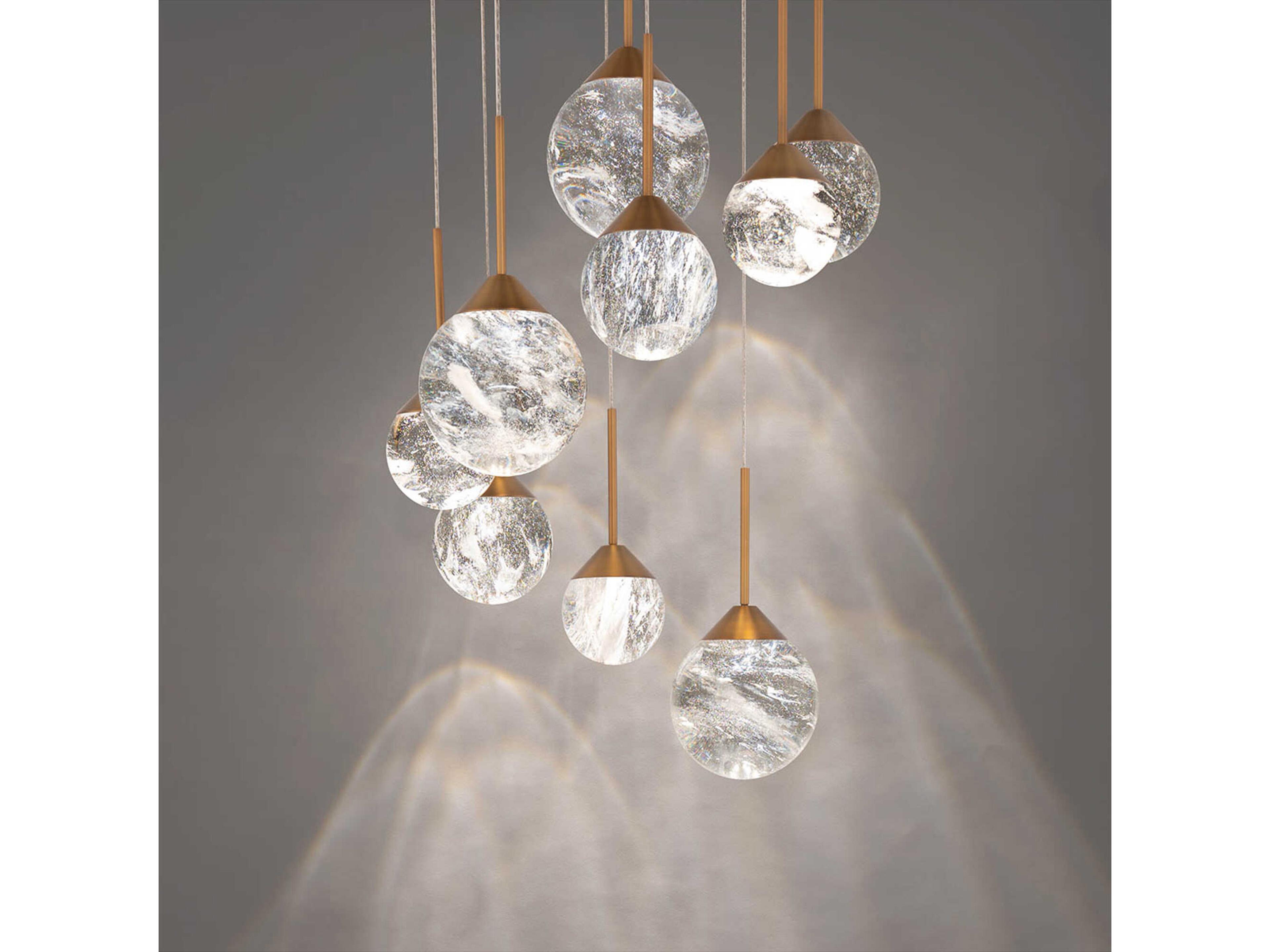 Schonbek Quest 9-Light Aged Brass Globe Pendant