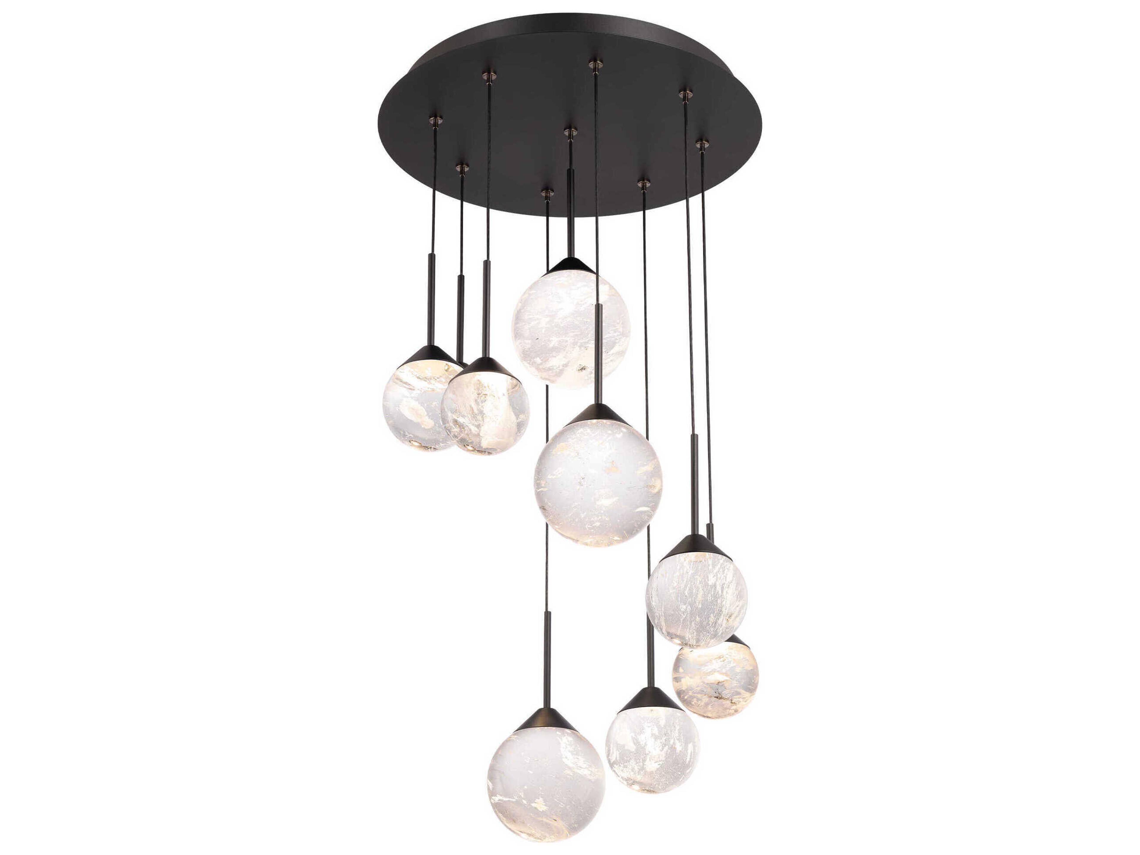 Quest 9-Light Black Globe Pendant