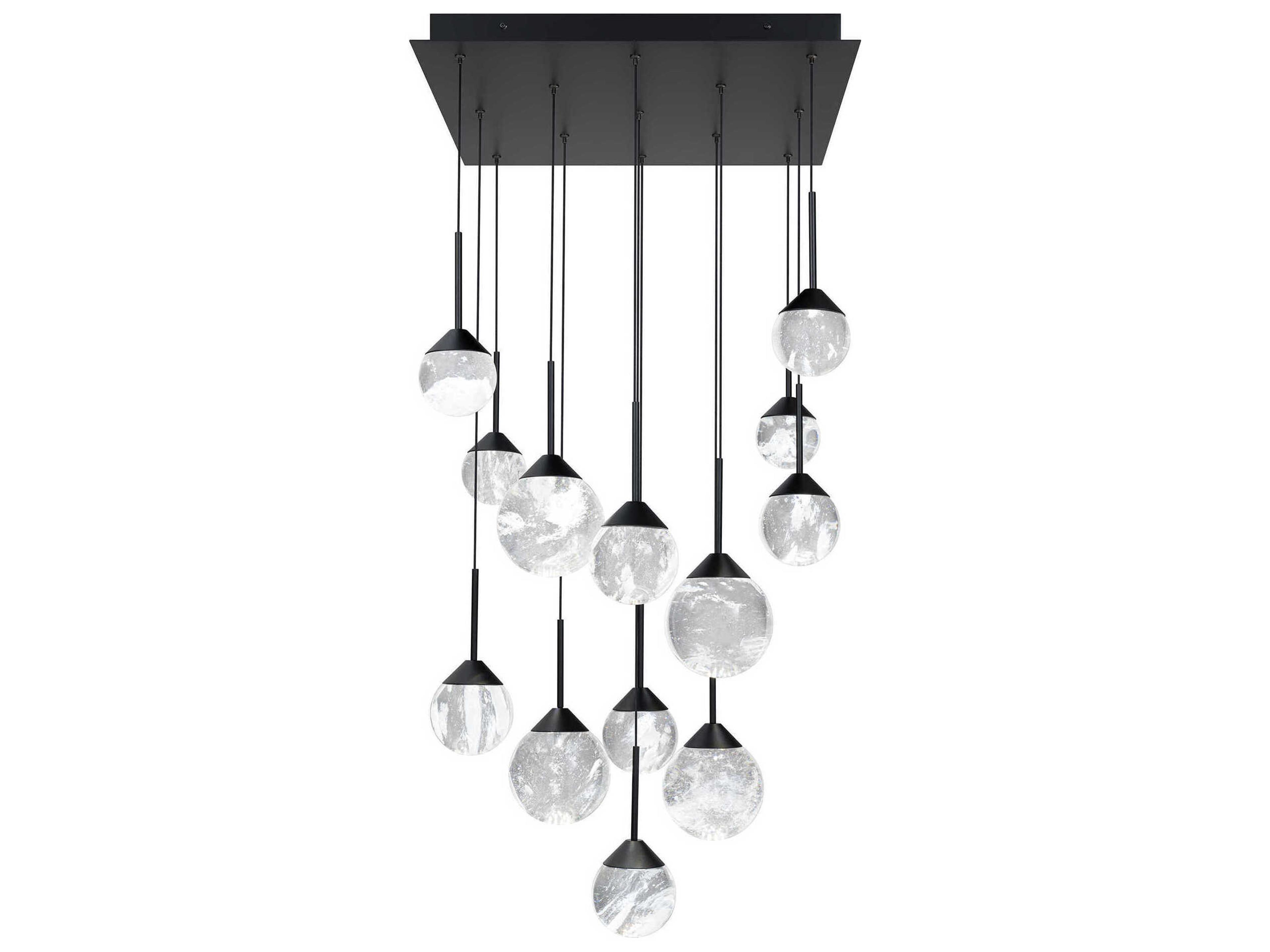 Quest 13-Light Black Globe Pendant