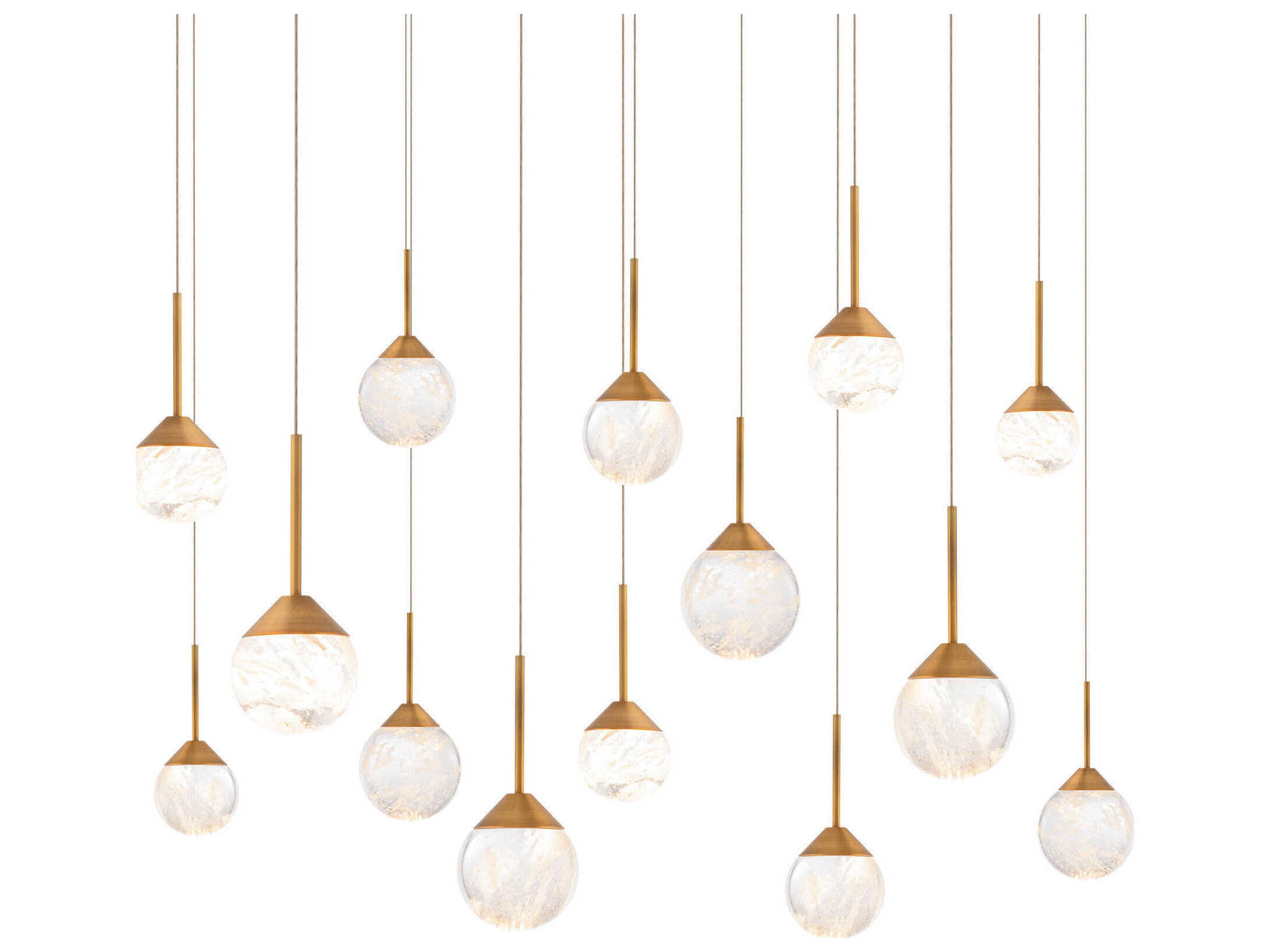 Quest 14-Light Aged Brass Globe Island Pendant