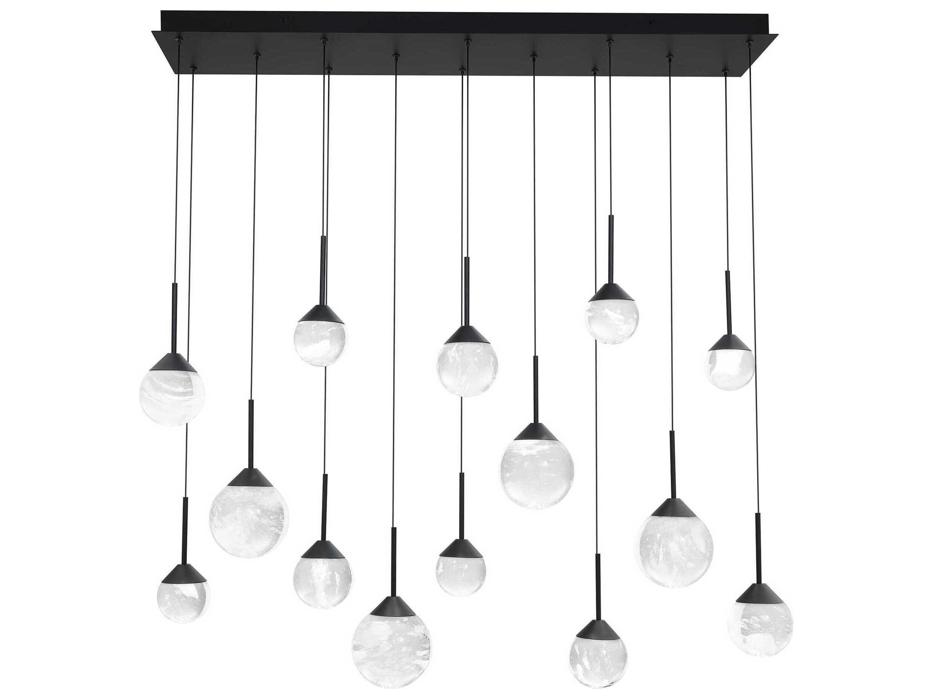 Quest 14-Light Black Globe Island Pendant