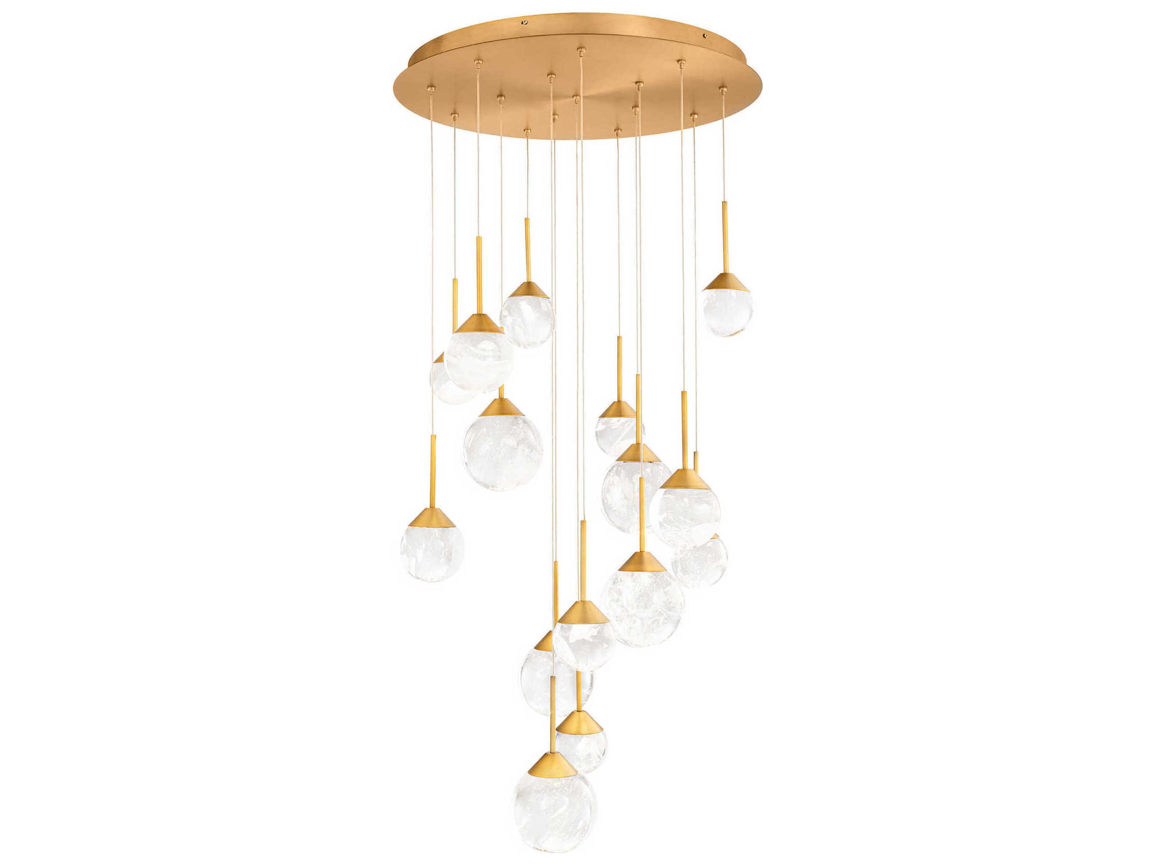 Quest 15-Light Aged Brass Globe Pendant