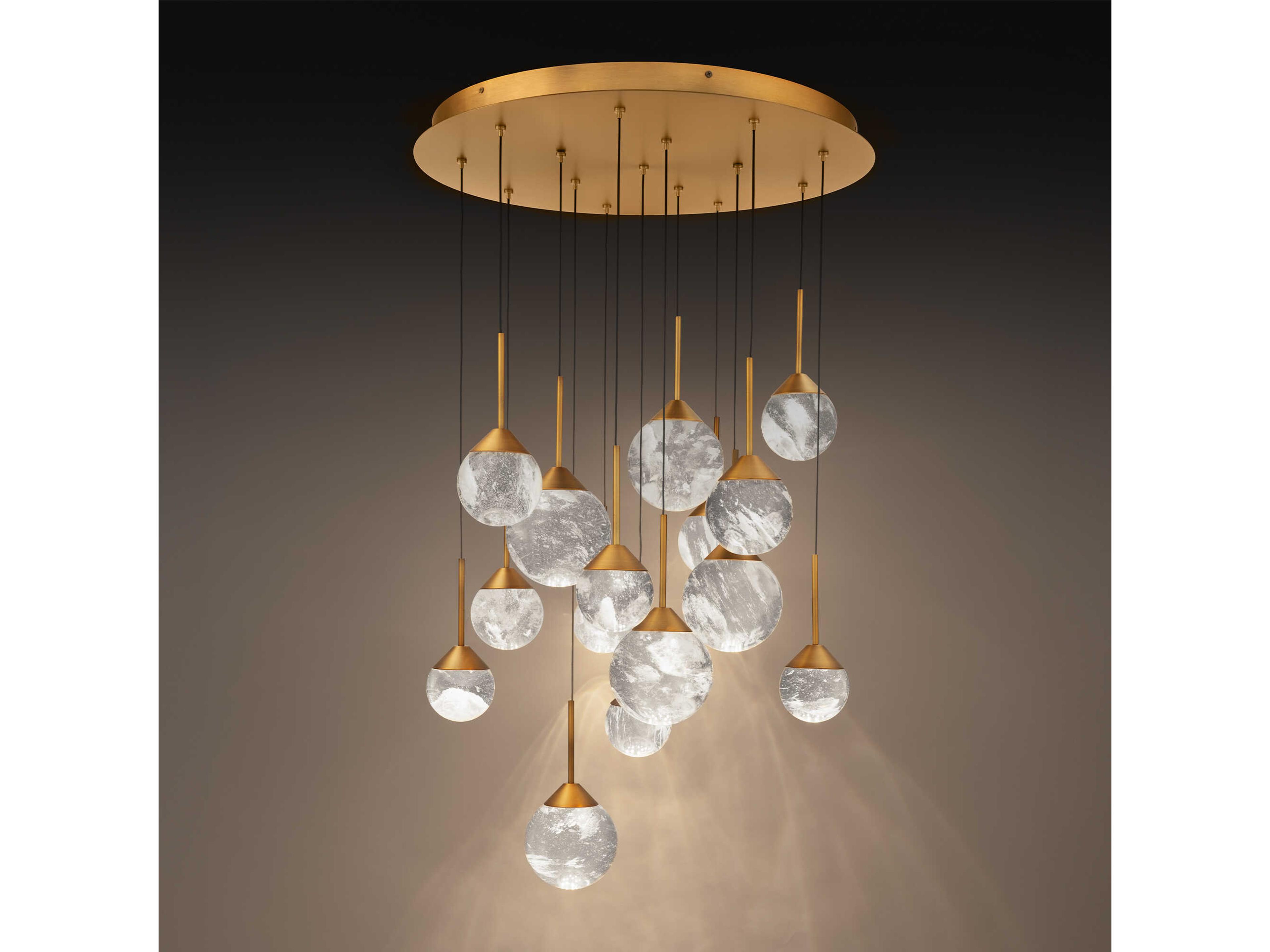 Schonbek Quest 15-Light Aged Brass Globe Pendant