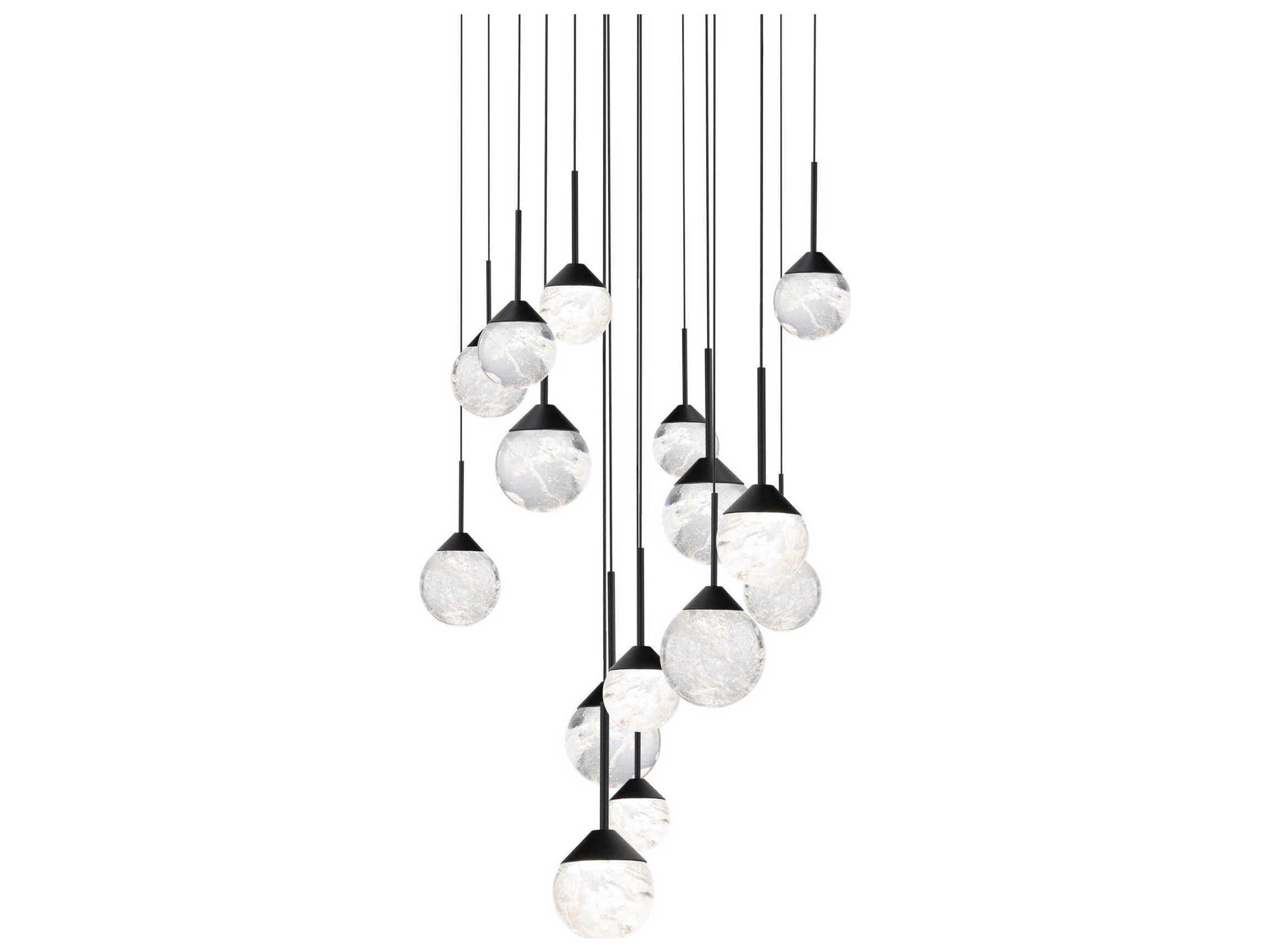 Quest 15-Light Black Globe Pendant