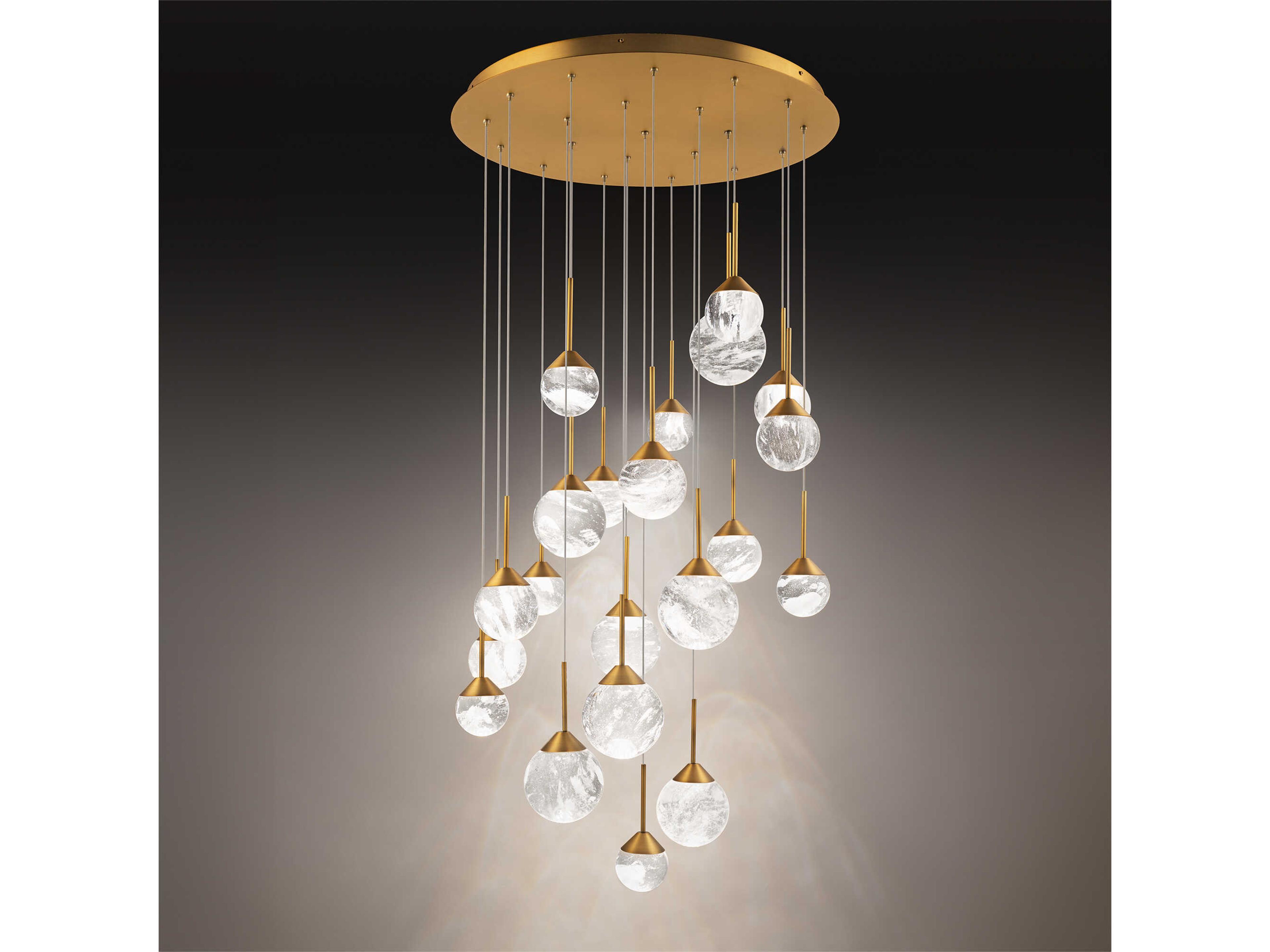 Schonbek Quest 21-Light Aged Brass Globe Pendant