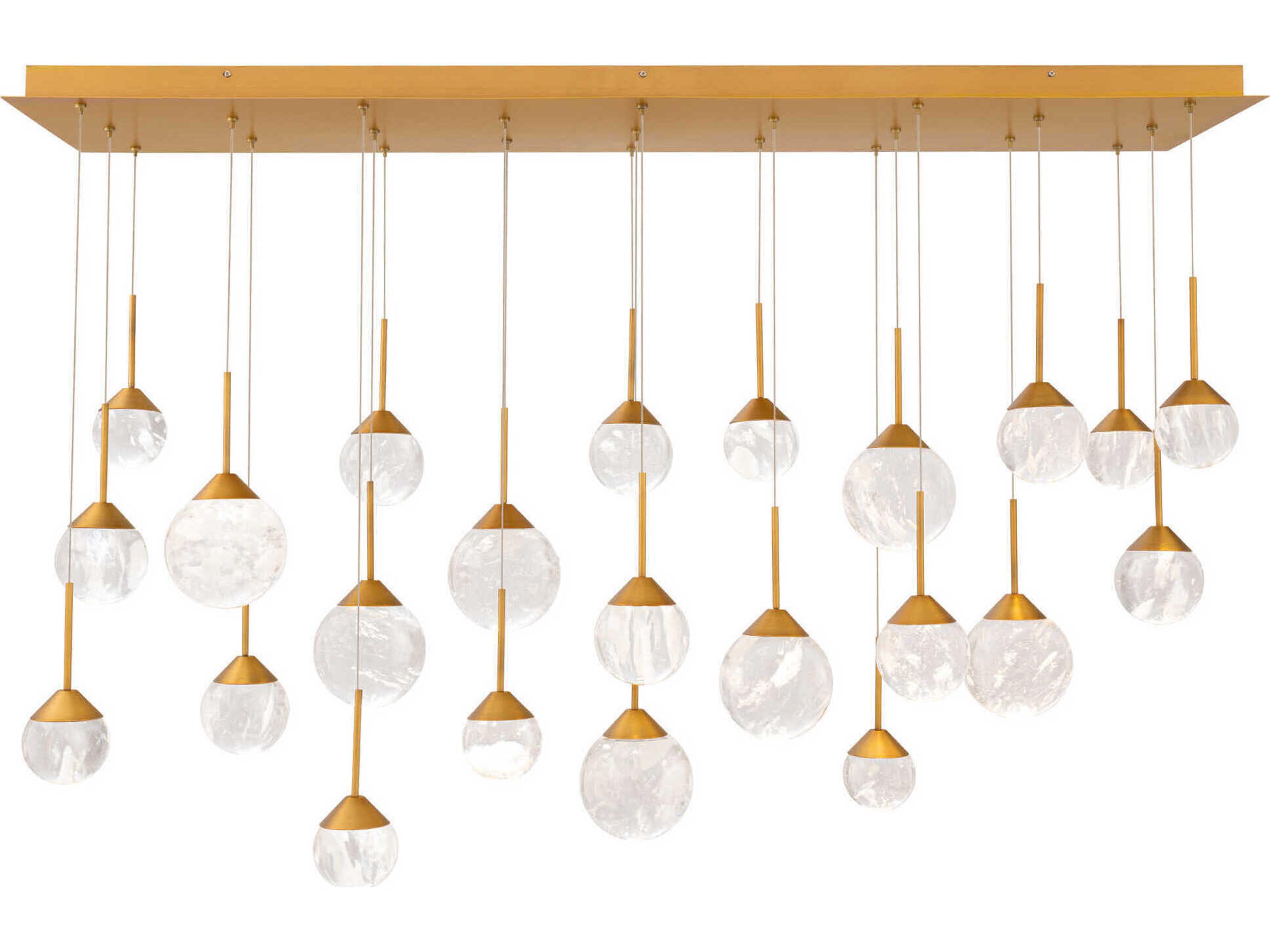 Quest 23-Light Aged Brass Globe Island Pendant