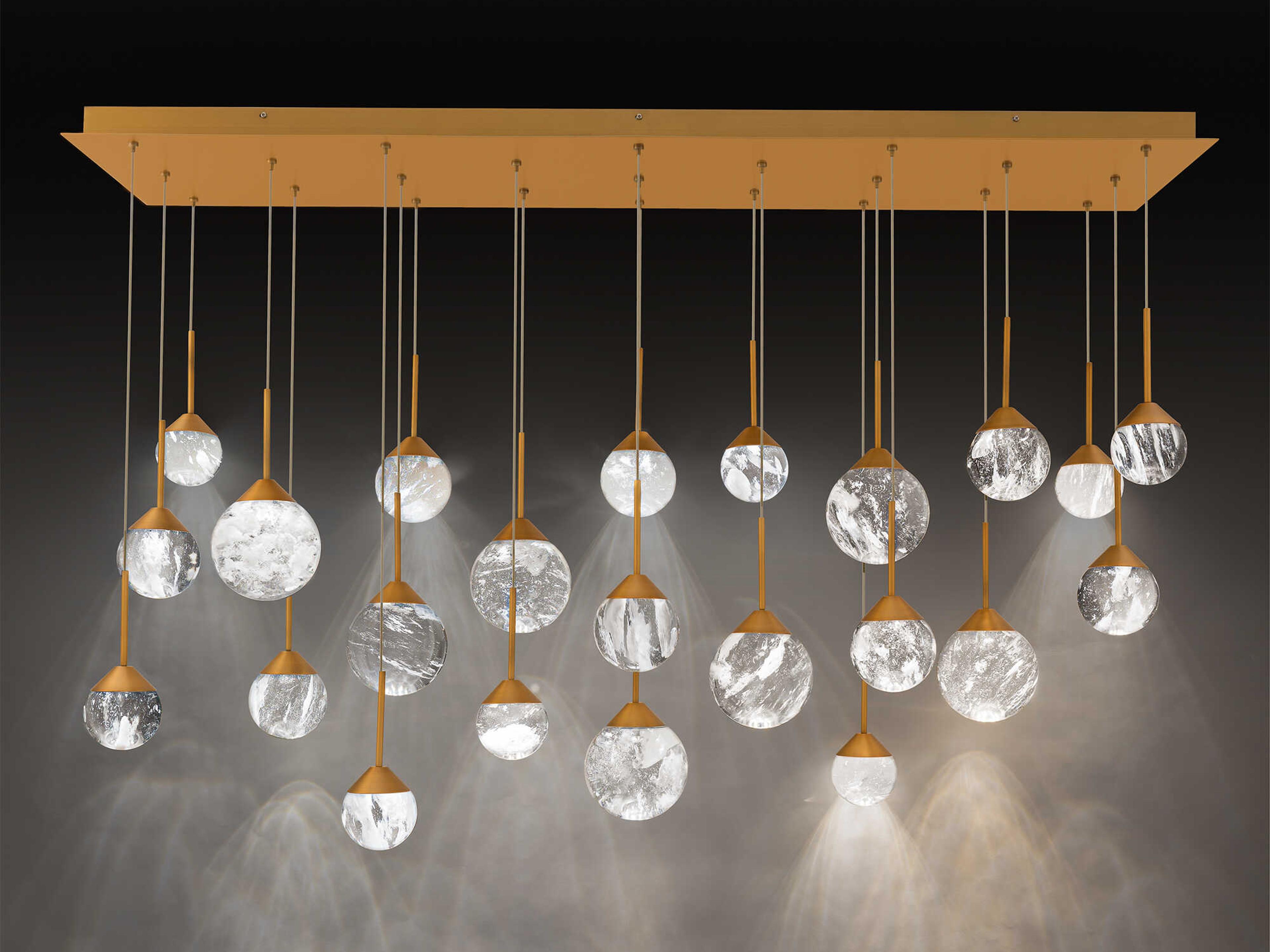 Schonbek Quest 23-Light Aged Brass Globe Island Pendant