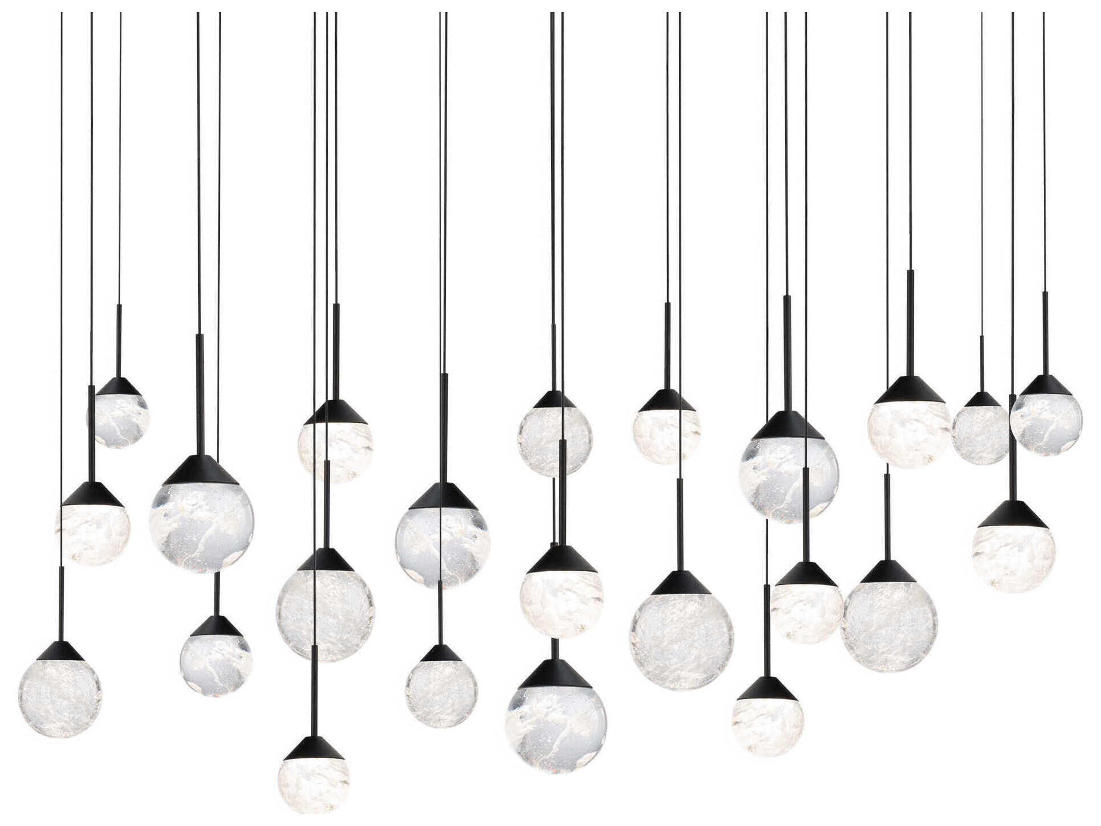 Quest 23-Light Black Globe Island Pendant