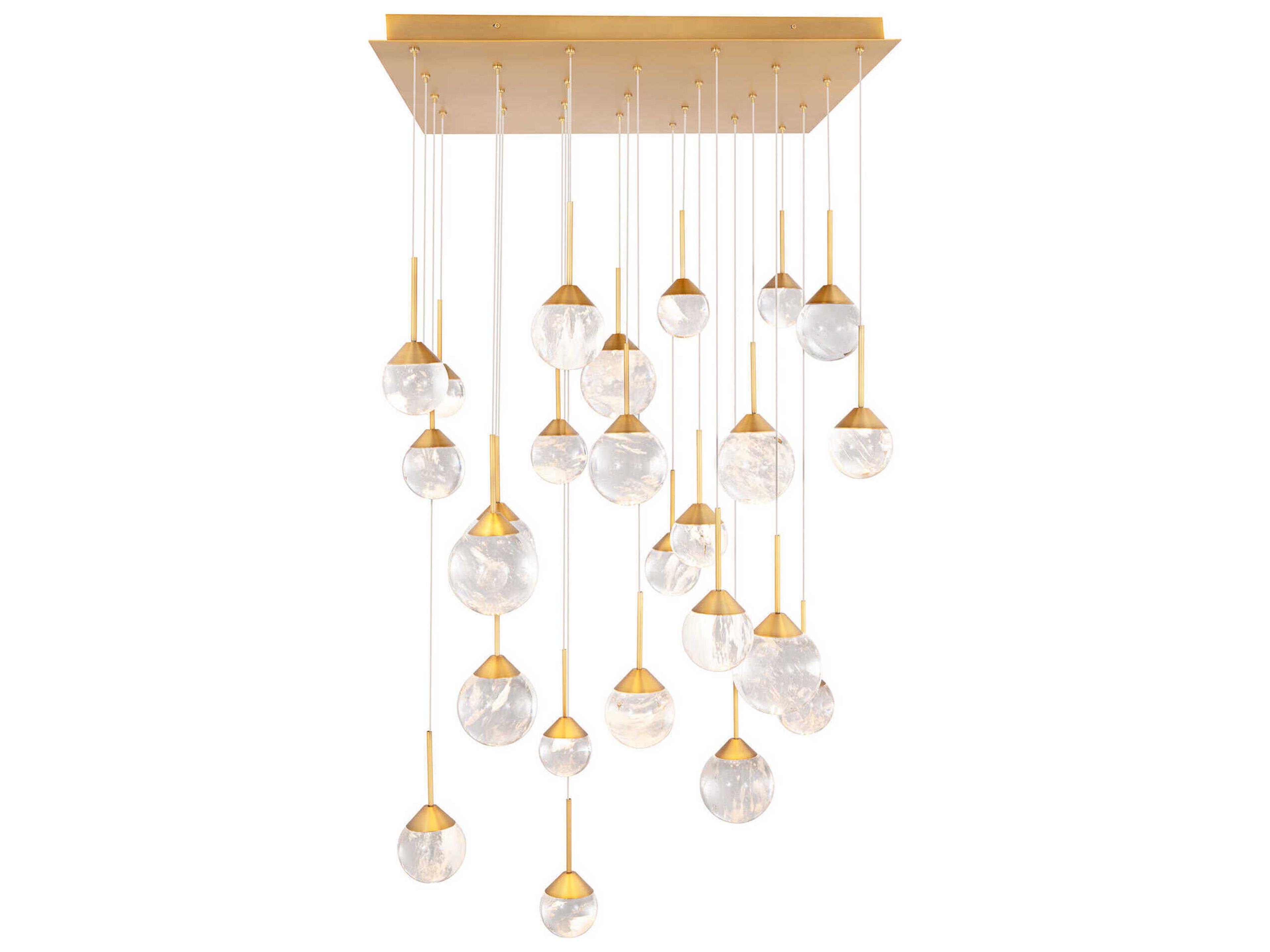 Quest 25-Light Aged Brass Globe Pendant