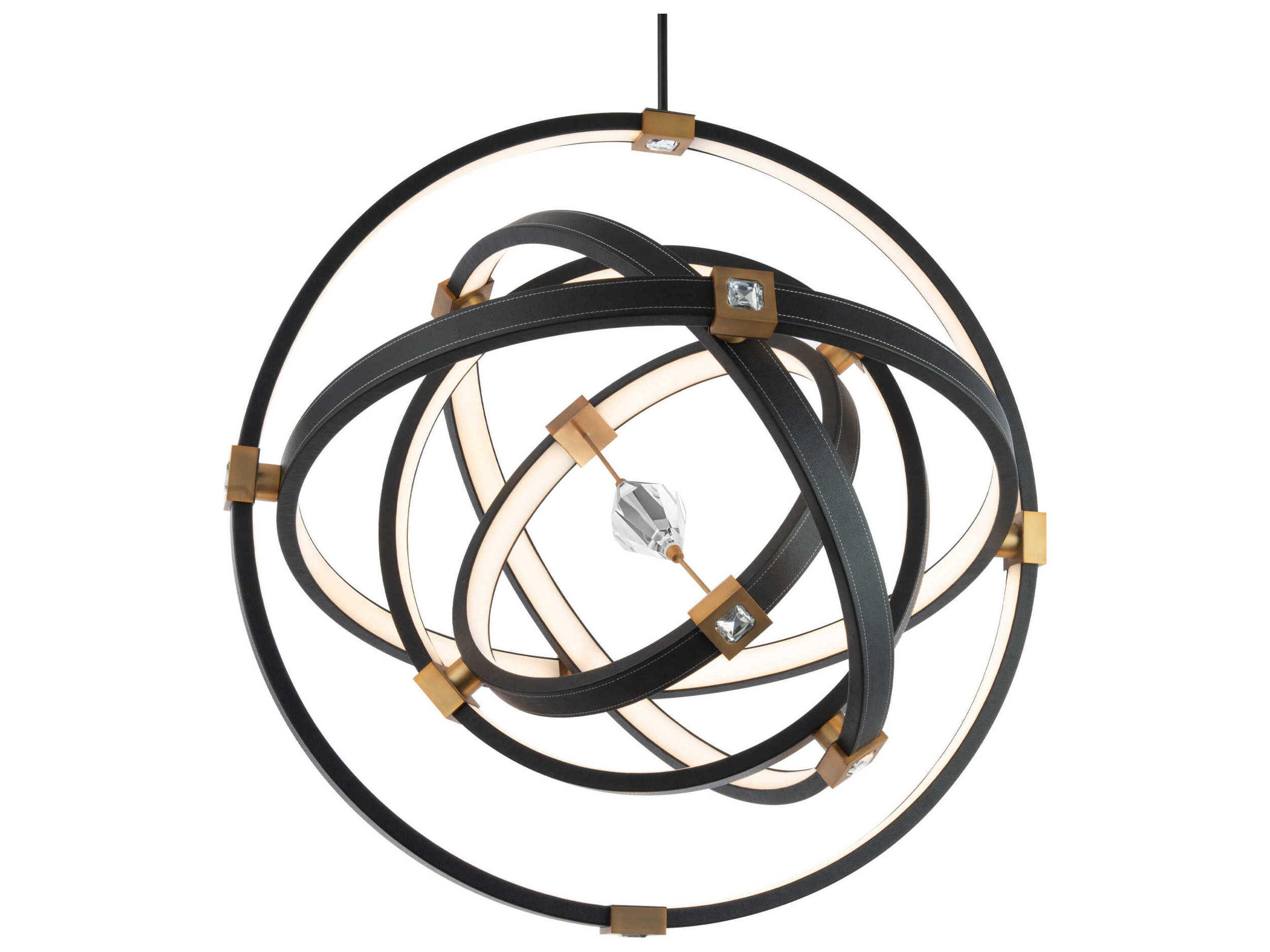 Atomic 5-Light Black Aged Brass Geometric Round Pendant