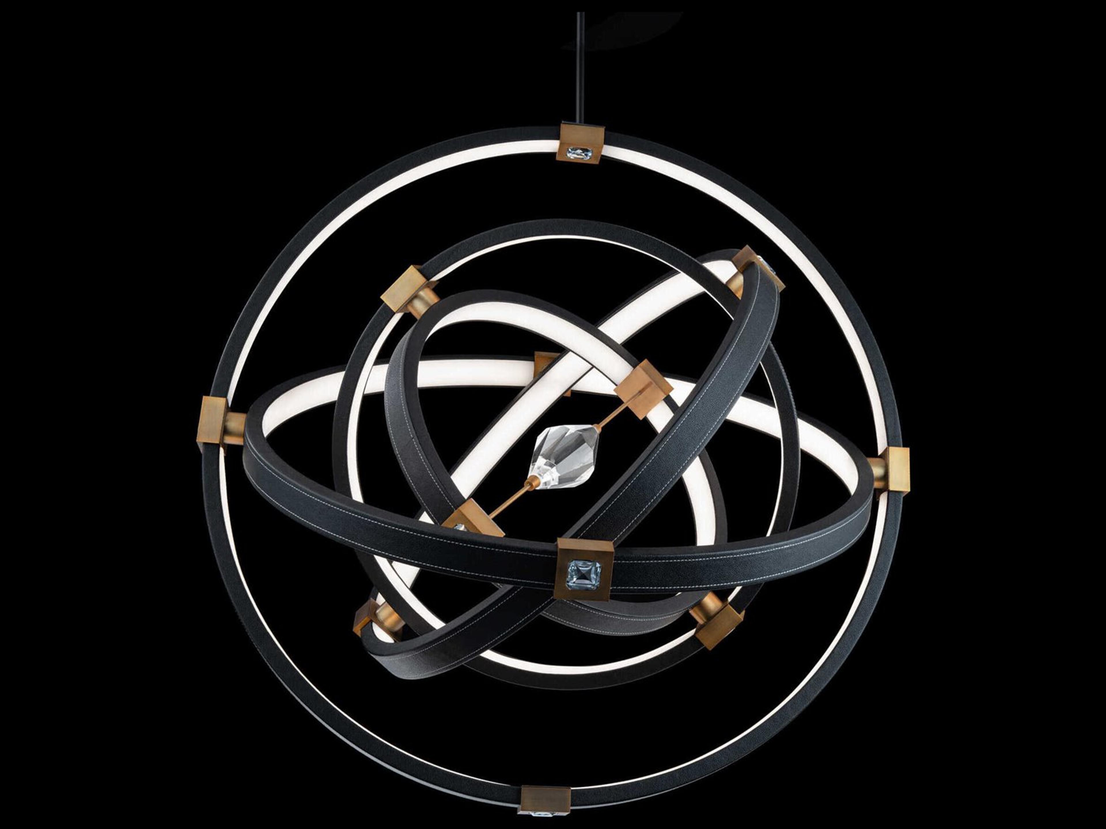 Schonbek Atomic 5-Light Black Aged Brass Geometric Round Pendant