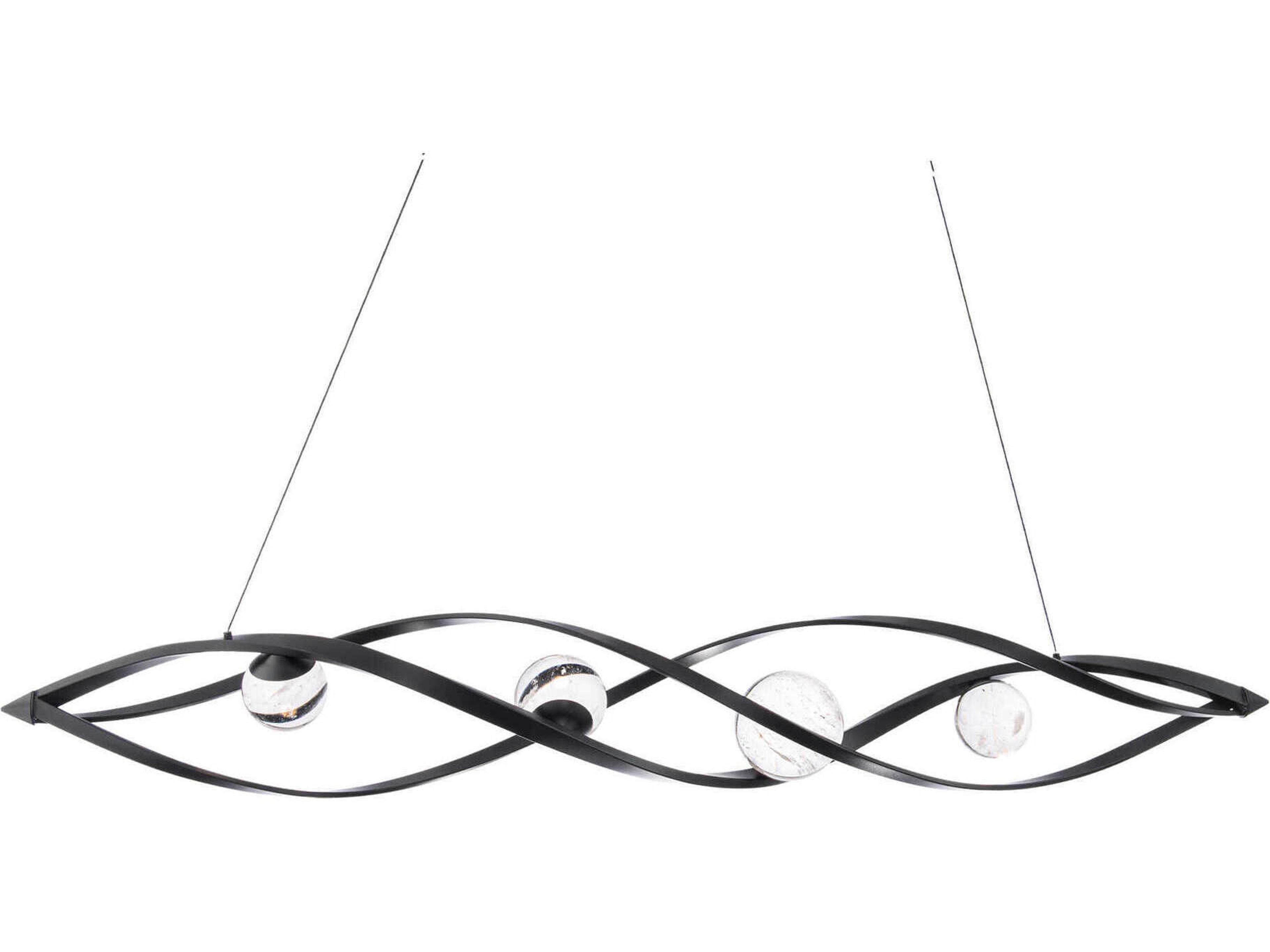 Schonbek Slipstream 4-Light Black Globe Geometric Island Pendant