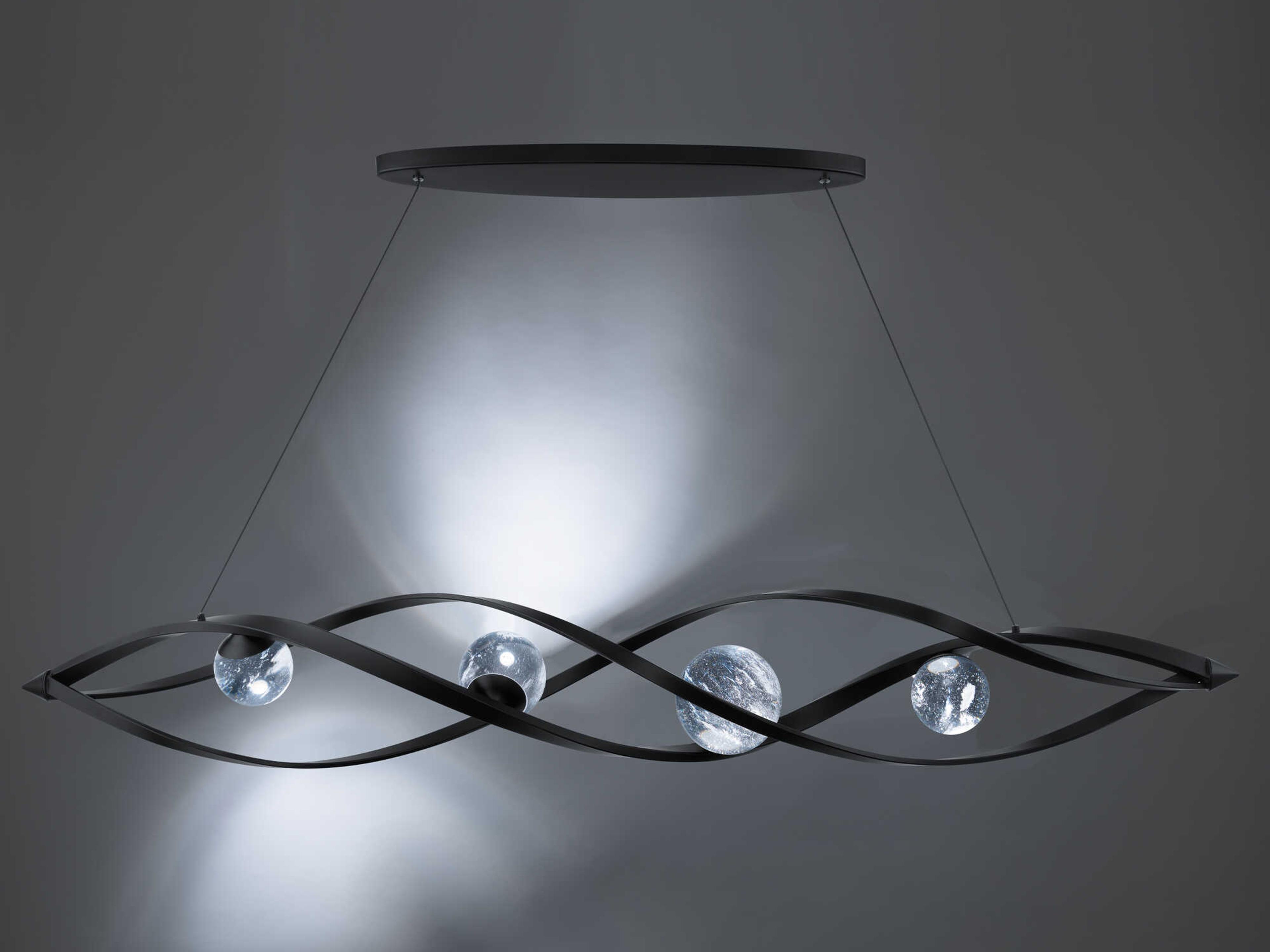 Schonbek Slipstream 4-Light Black Globe Geometric Island Pendant