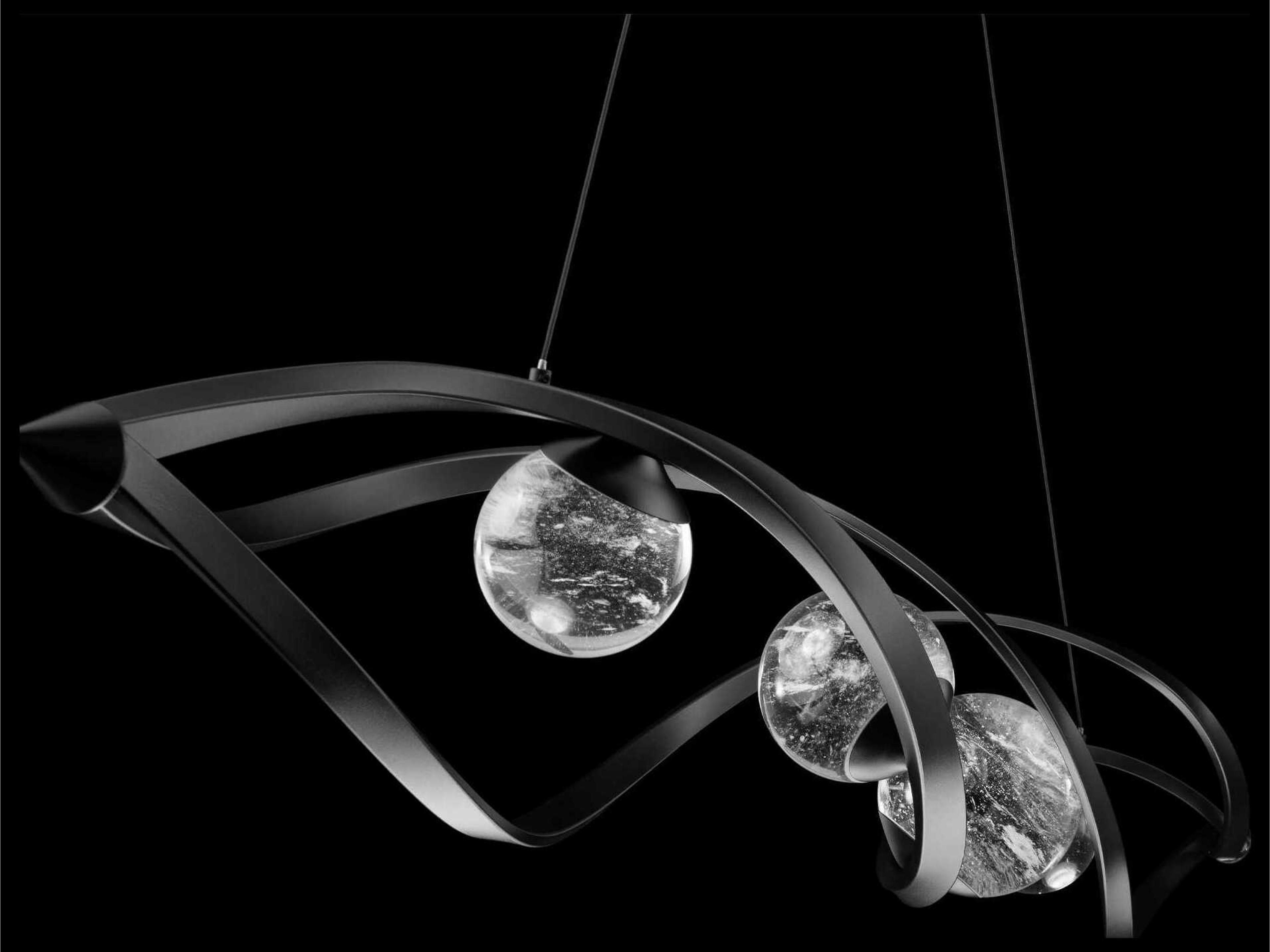 Schonbek Slipstream 4-Light Black Globe Geometric Island Pendant