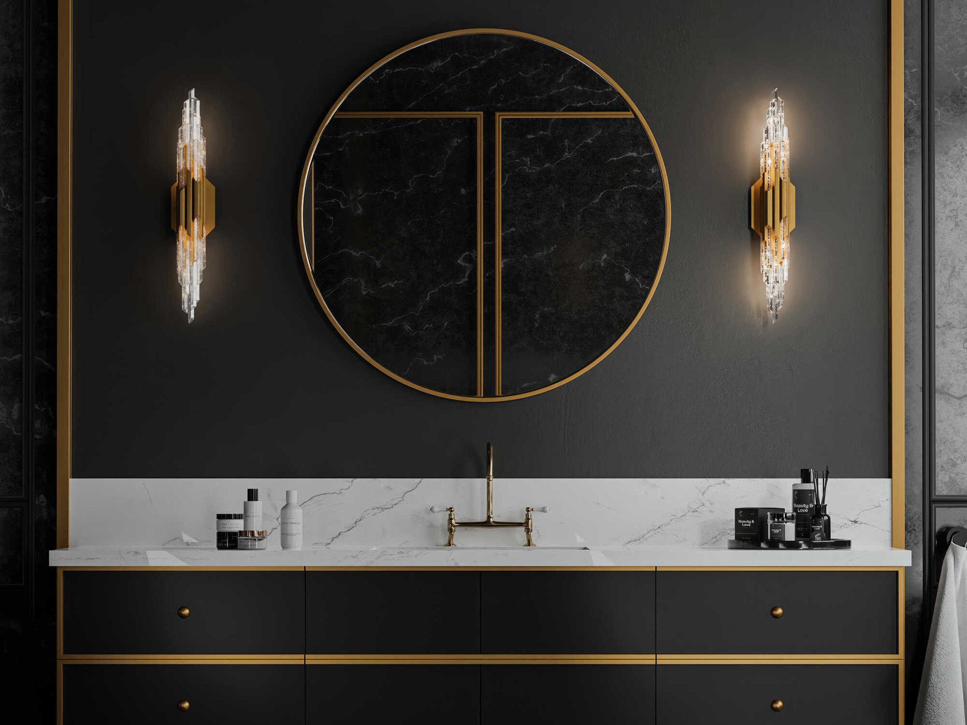 Schonbek Organza 1-Light Aged Brass Vanity Light