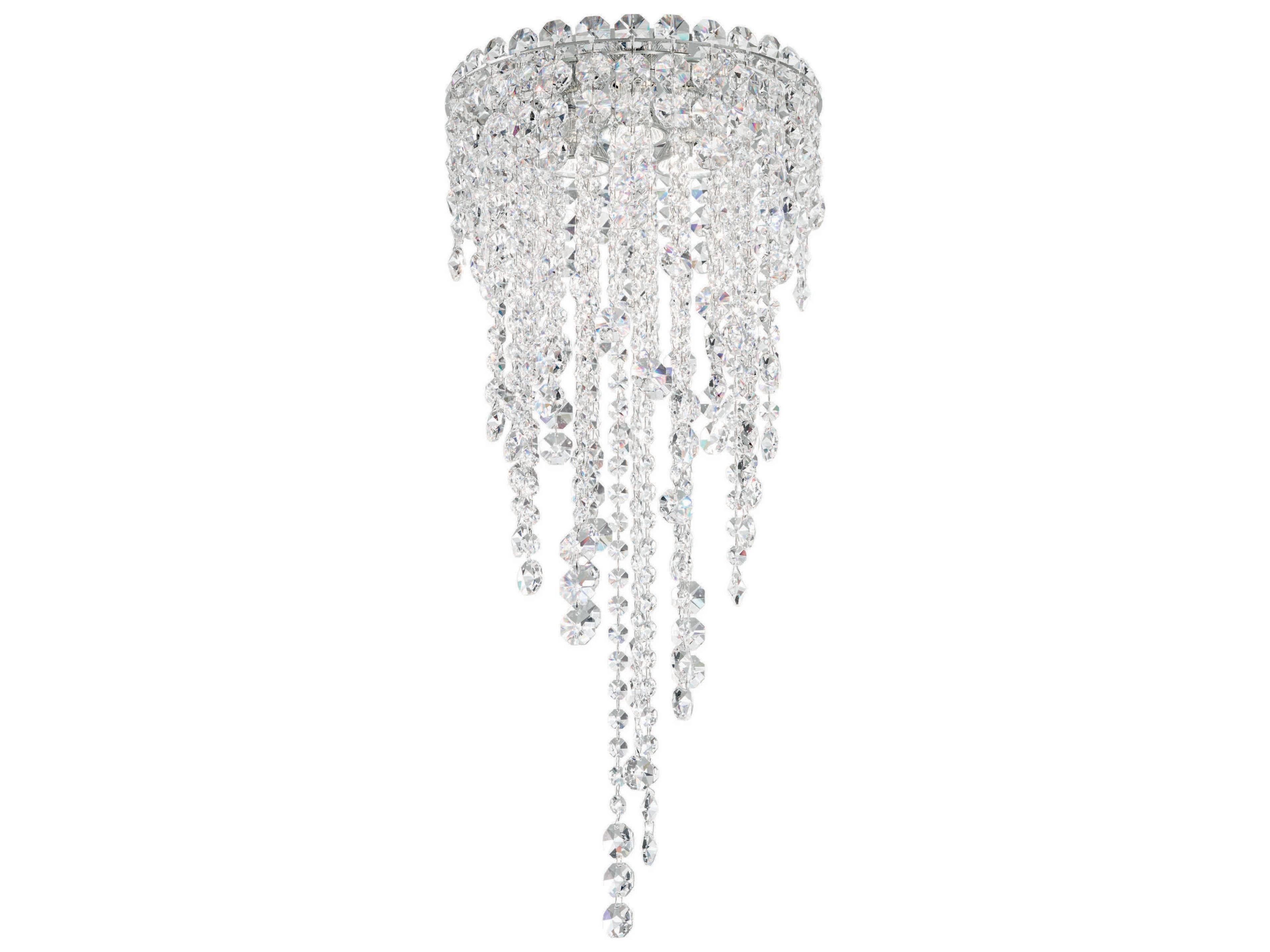 Chantant 3-Light Stainless Steel Crystal Round Flush Mount