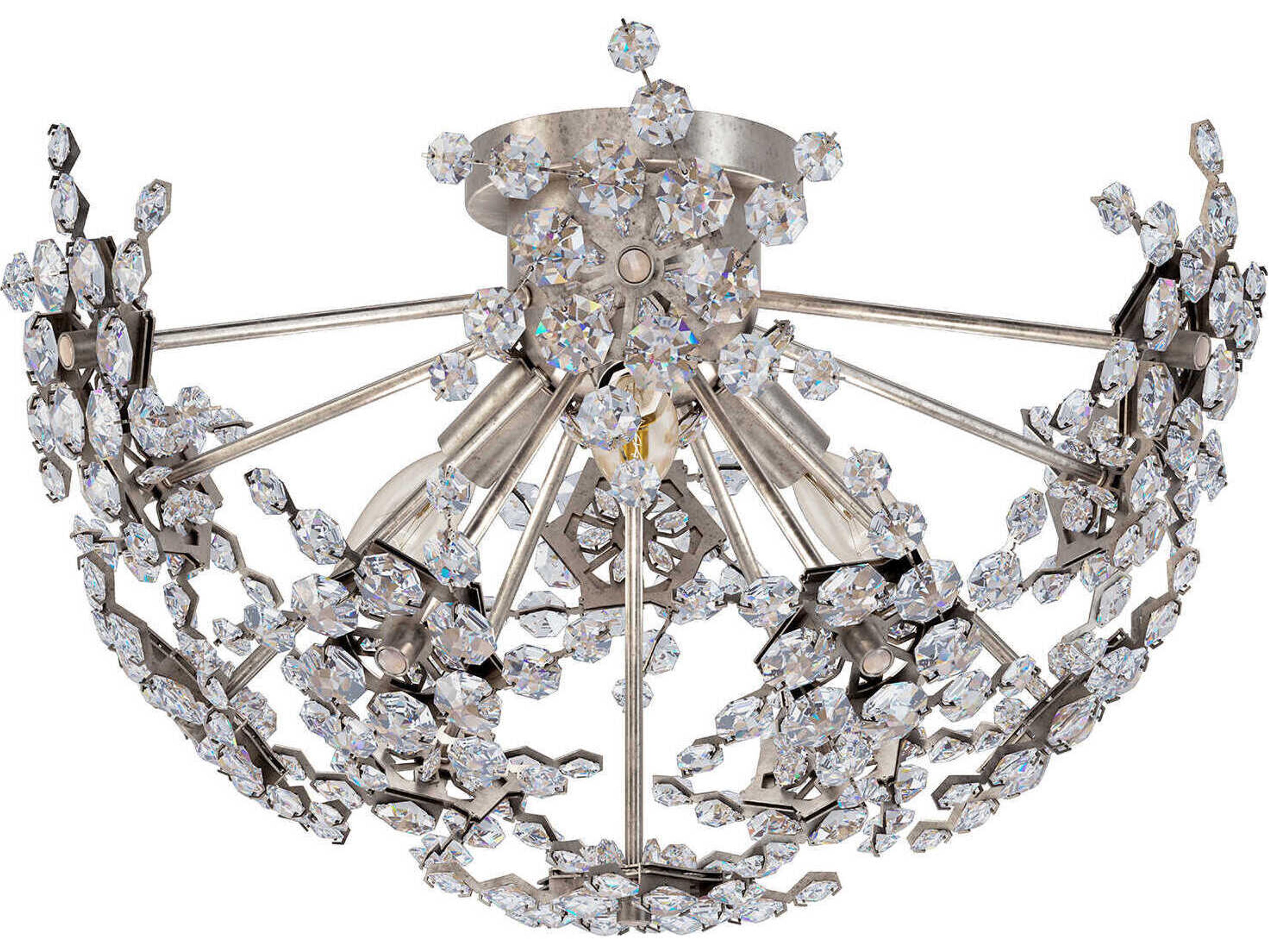 Schonbek Esteracae 3-Light Gold Crystal Semi Flush Mount