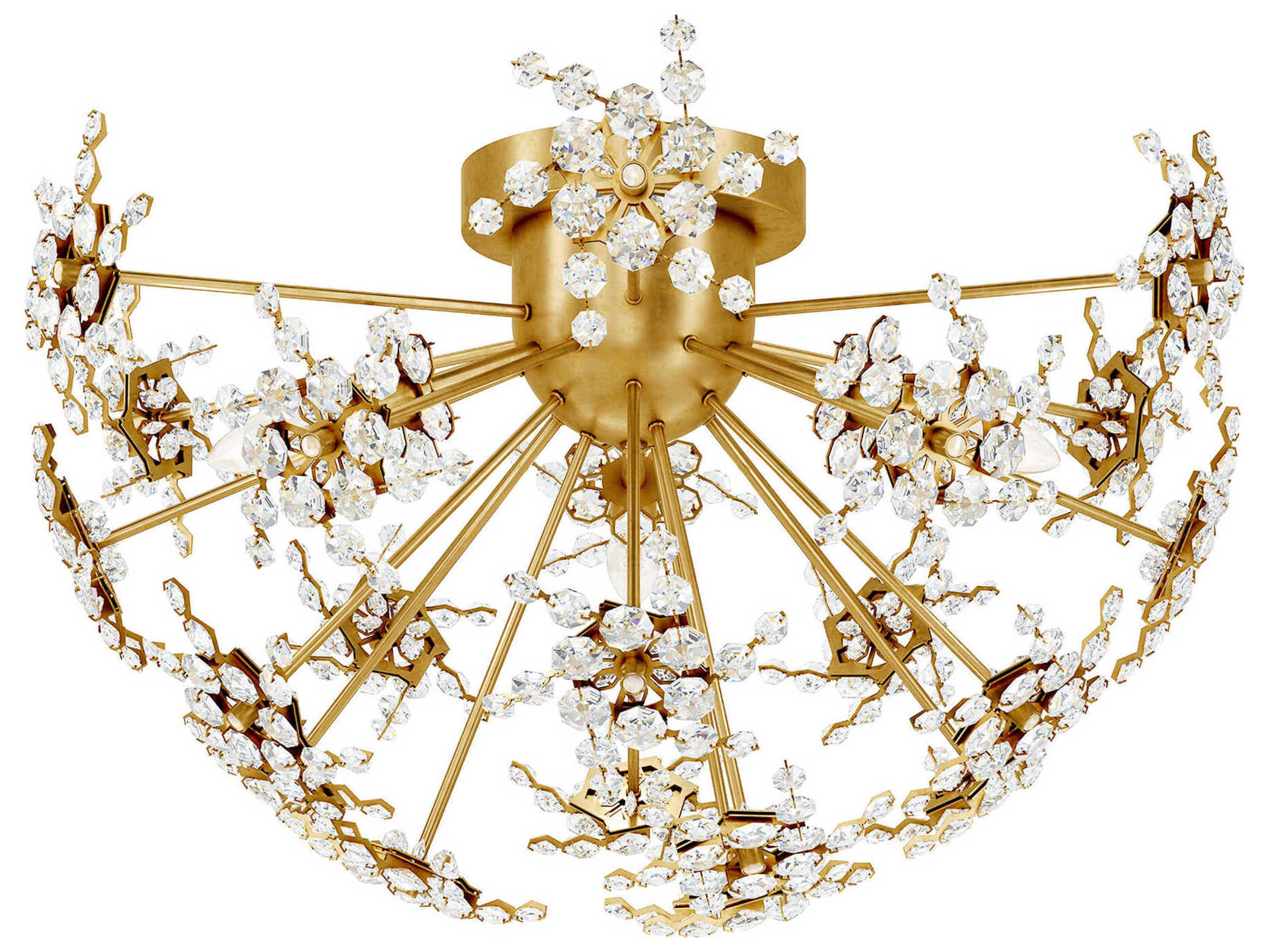 Esteracae 3-Light Silver Crystal Semi Flush Mount