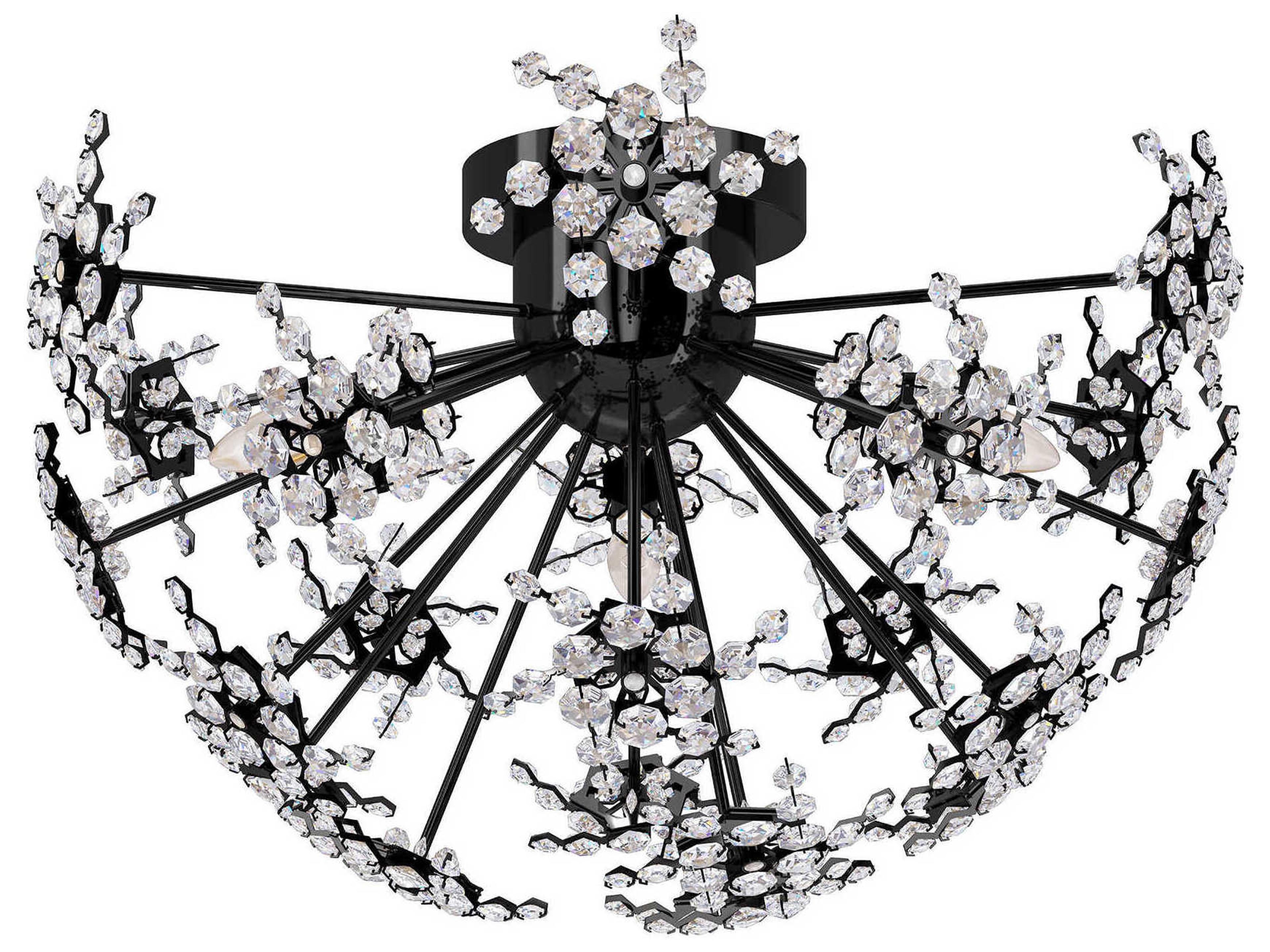 Schonbek Esteracae 3-Light Silver Crystal Semi Flush Mount