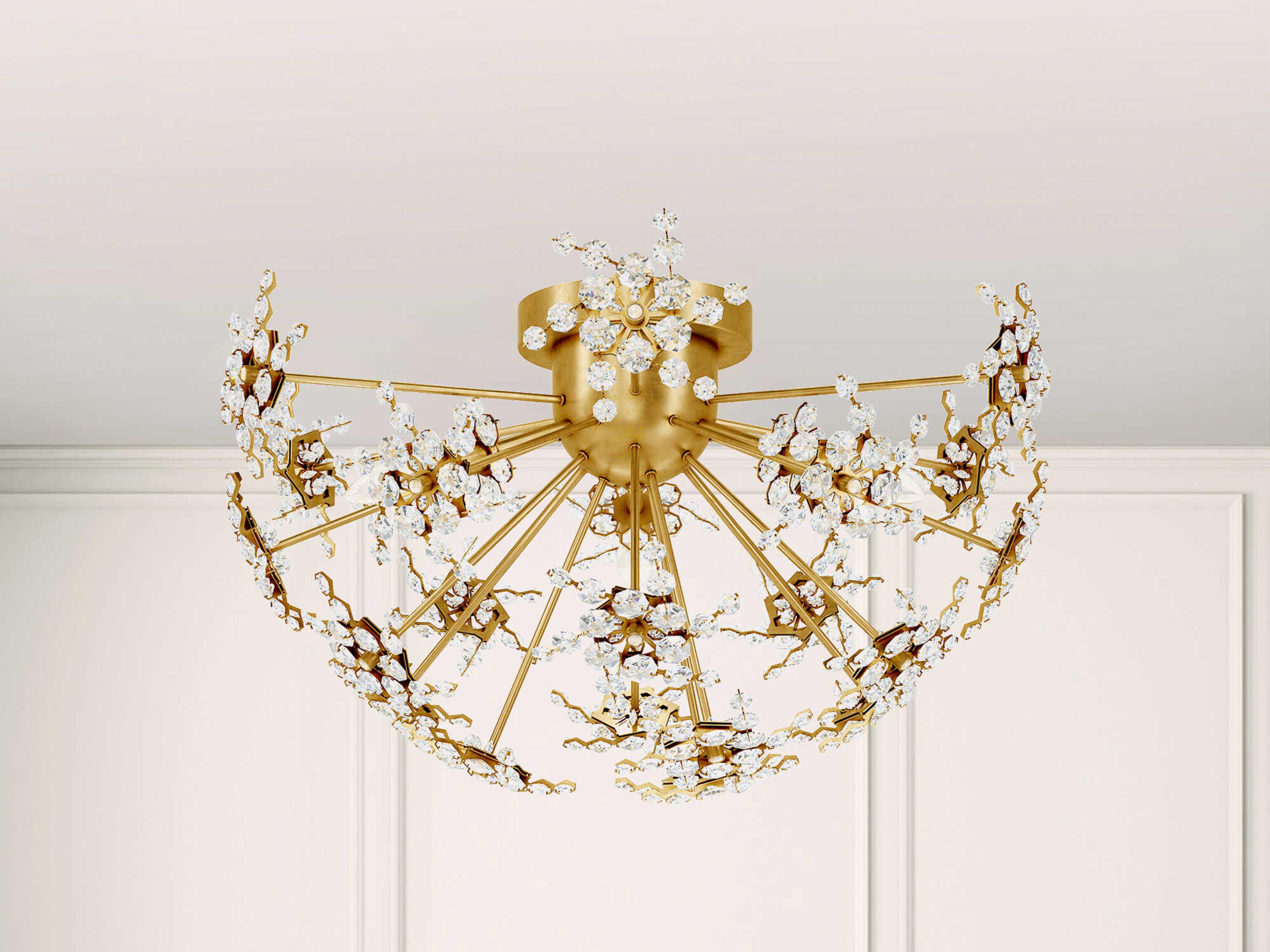 Schonbek Esteracae 3-Light Silver Crystal Semi Flush Mount