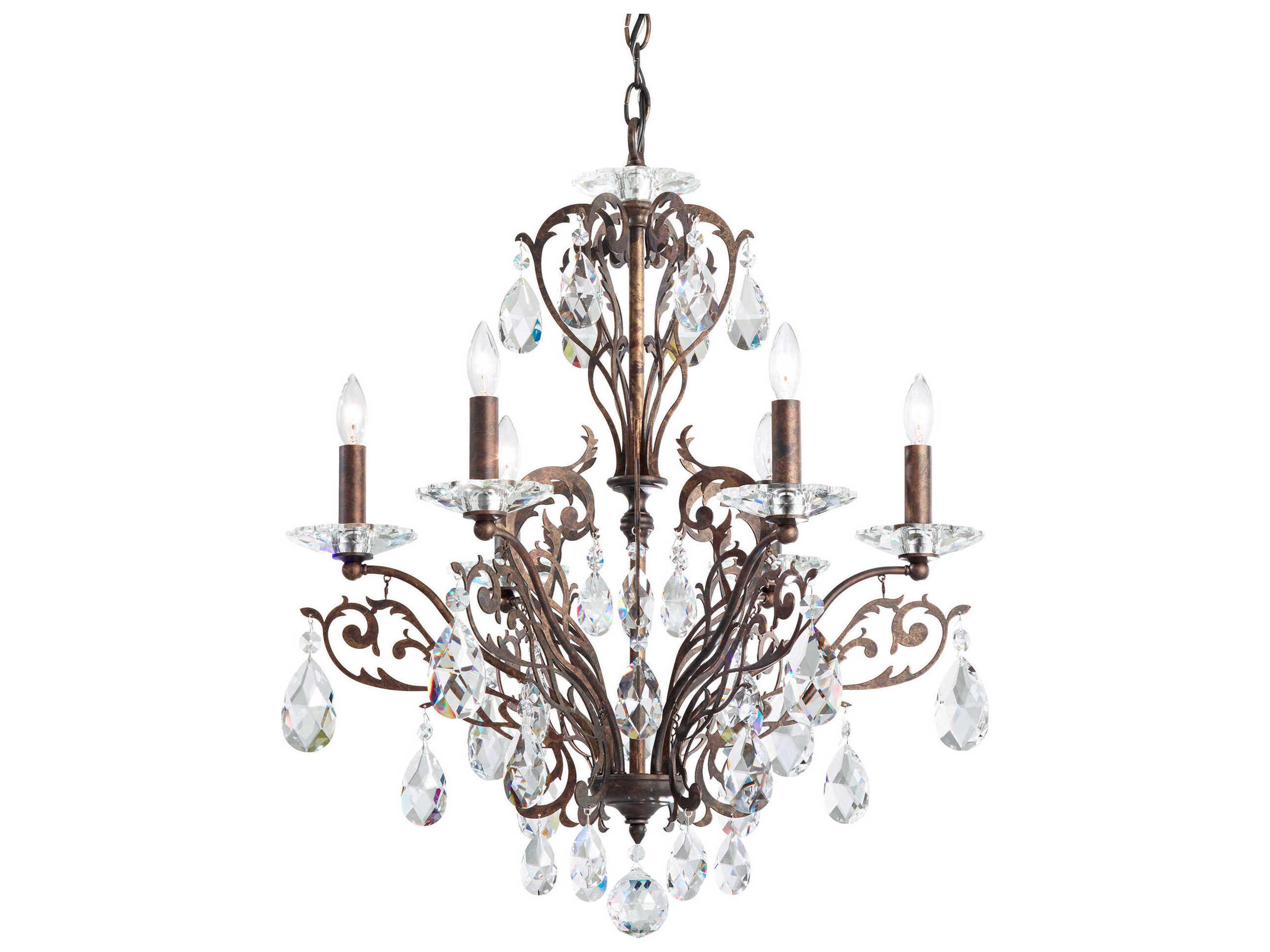 Filigrae 6-Light Bronze Crystal Candelabra Chandelier