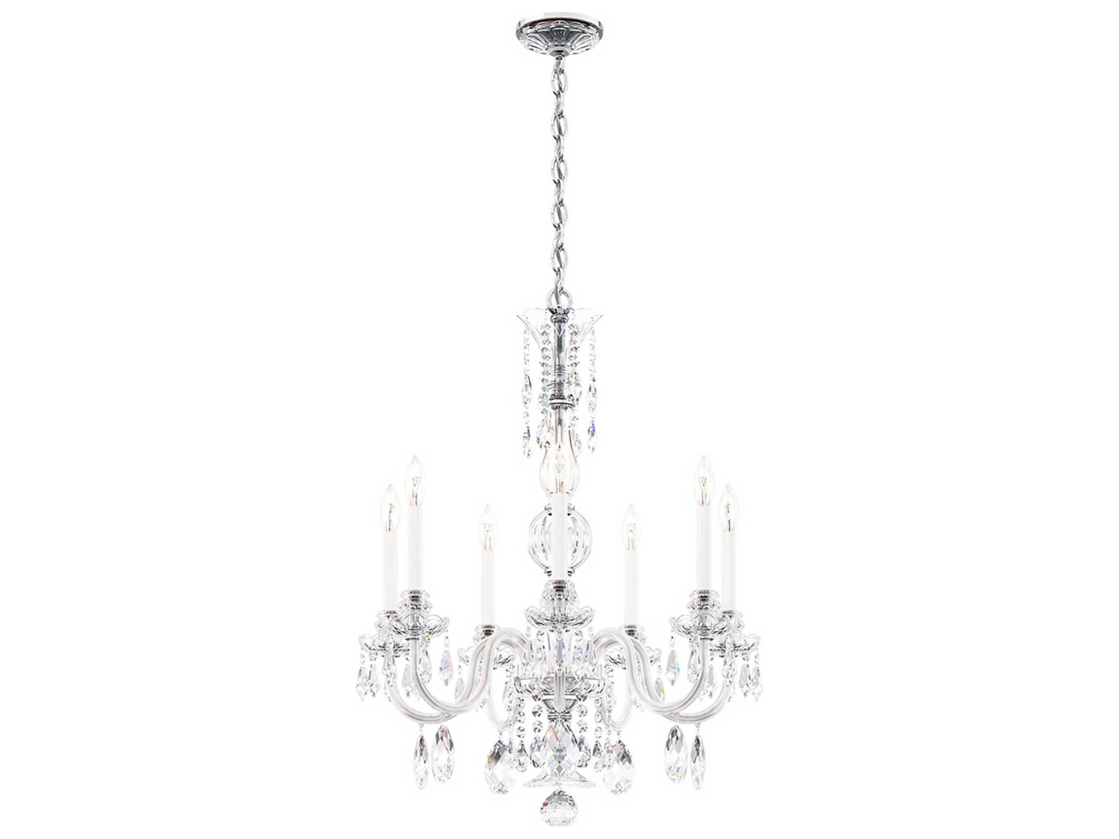 Hamilton Nouveau 7-Light Silver Crystal Candelabra Chandelier