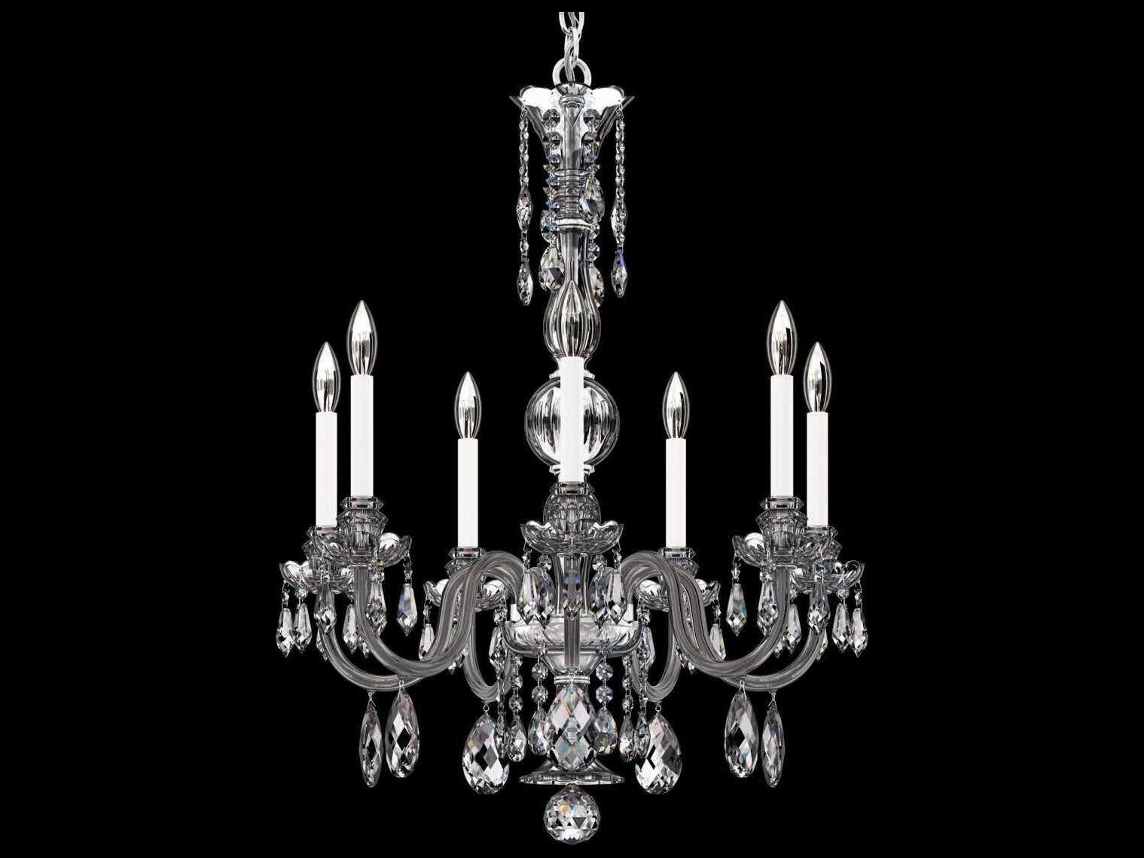 Schonbek Hamilton Nouveau 7-Light Silver Crystal Candelabra Chandelier