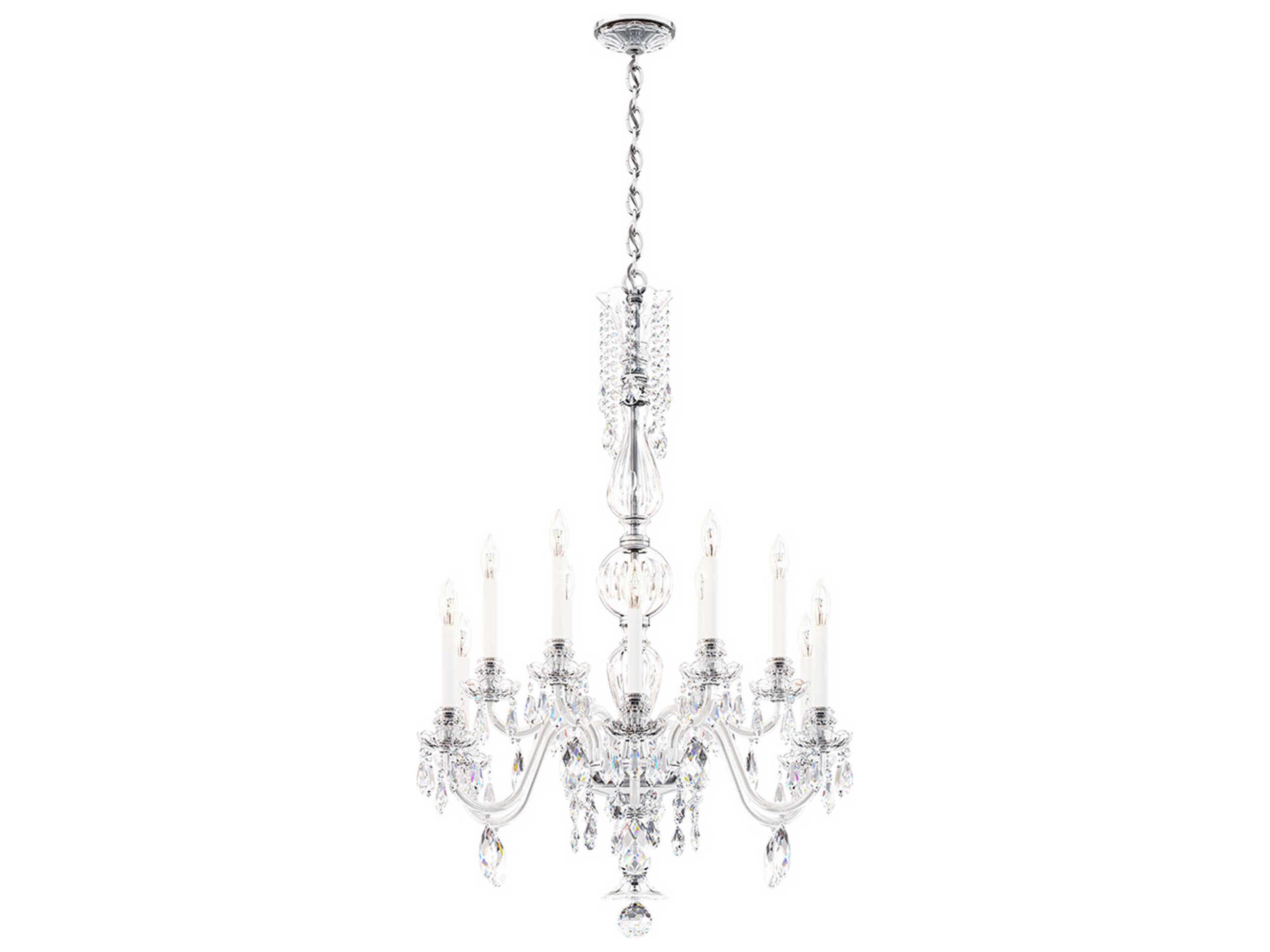 Hamilton Nouveau 12-Light Silver Crystal Candelabra Chandelier