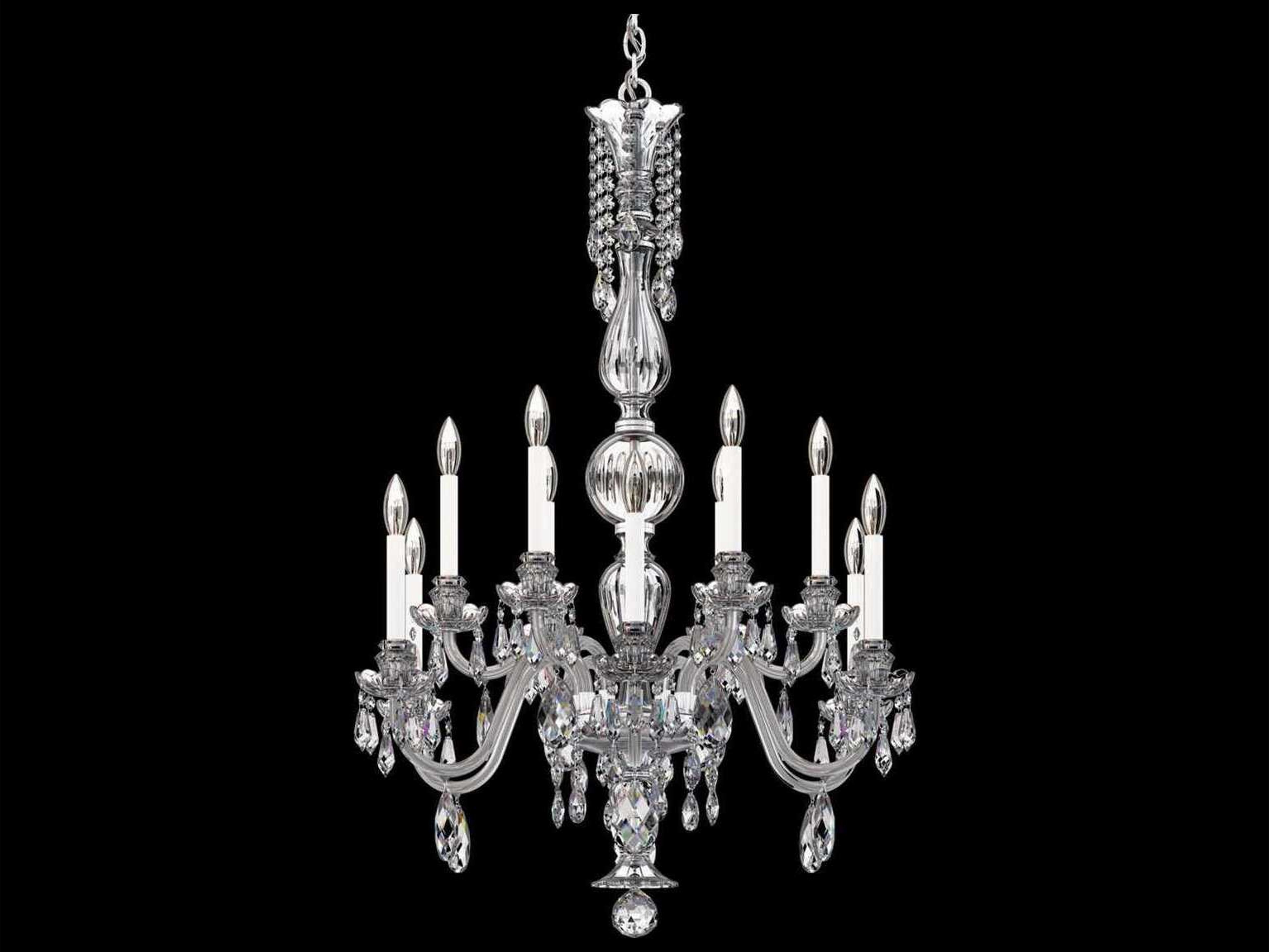 Schonbek Hamilton Nouveau 12-Light Silver Crystal Candelabra Chandelier