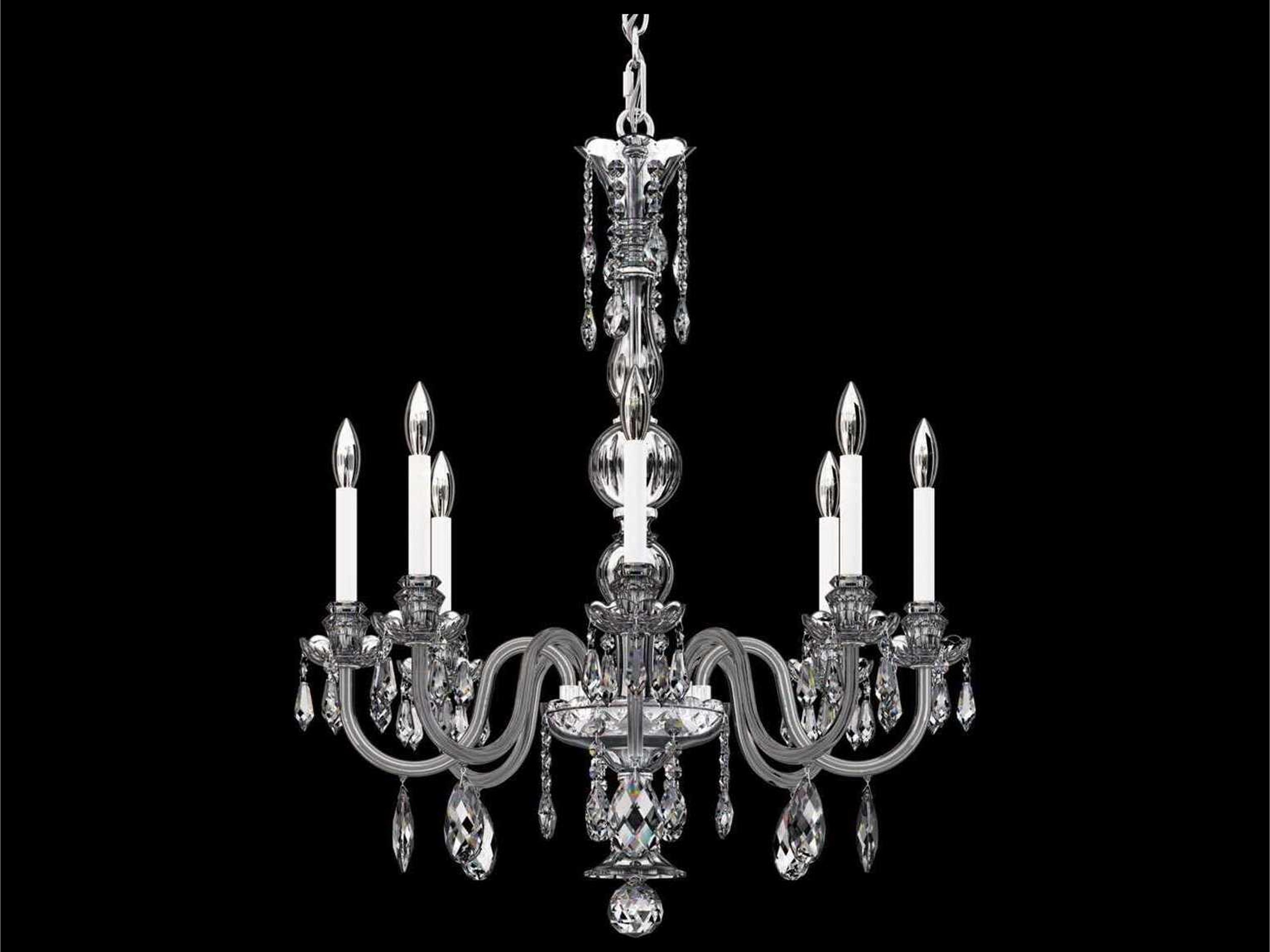 Schonbek Hamilton Nouveau 8-Light Silver Crystal Candelabra Chandelier