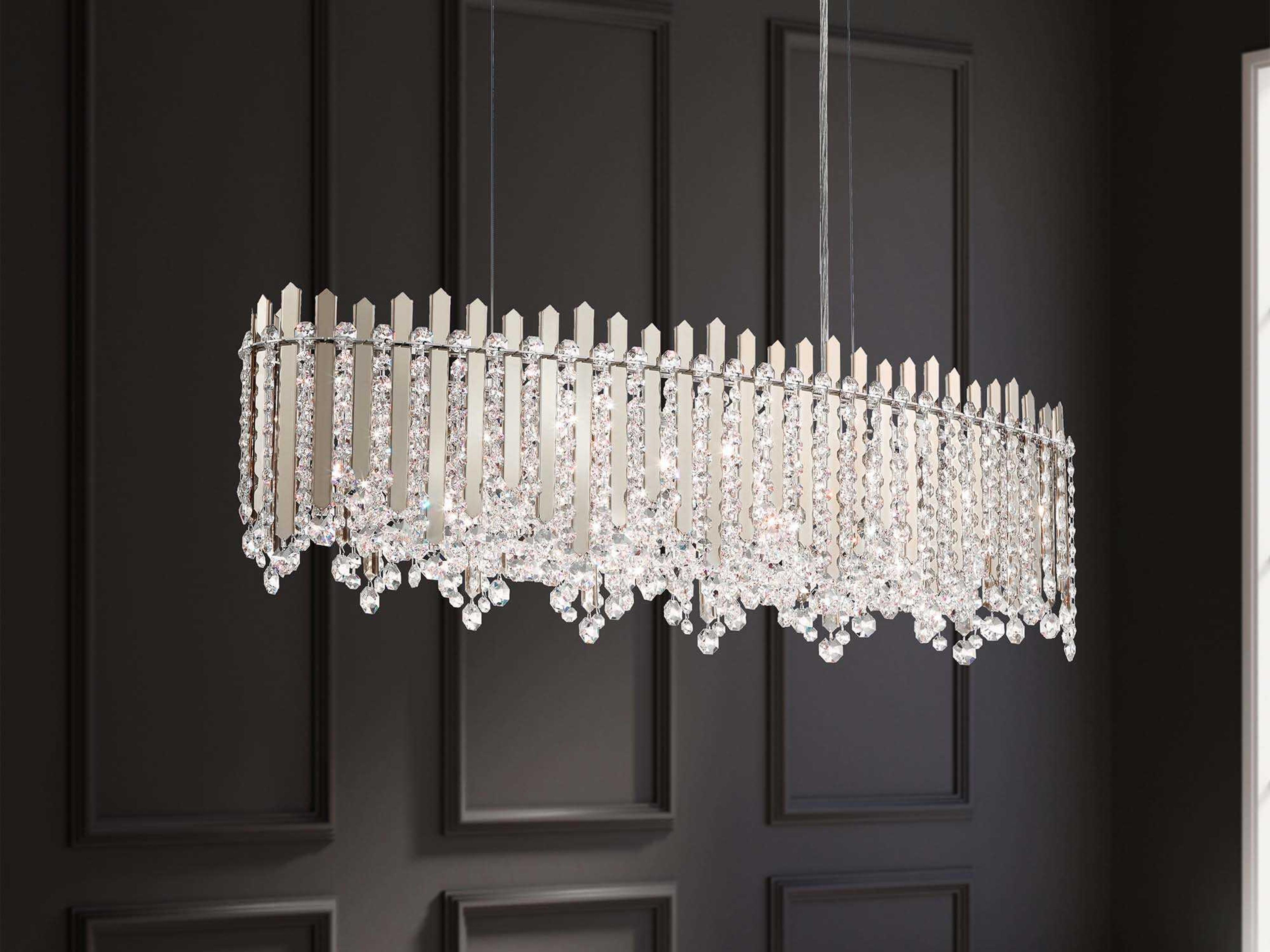 Schonbek Chatter 12-Light Gold Crystal Linear Island Pendant