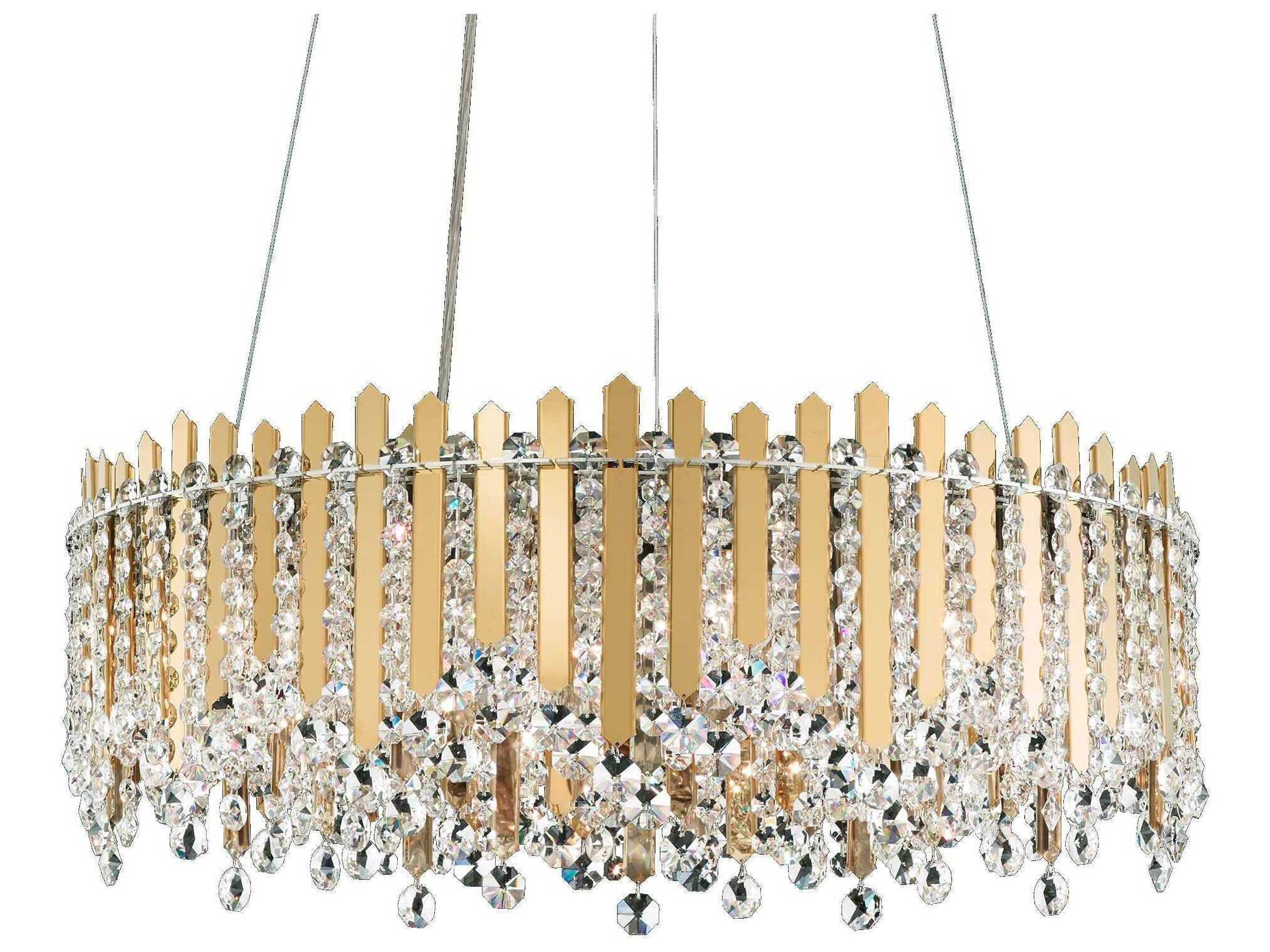 Chatter 12-Light Gold Crystal Drum Pendant