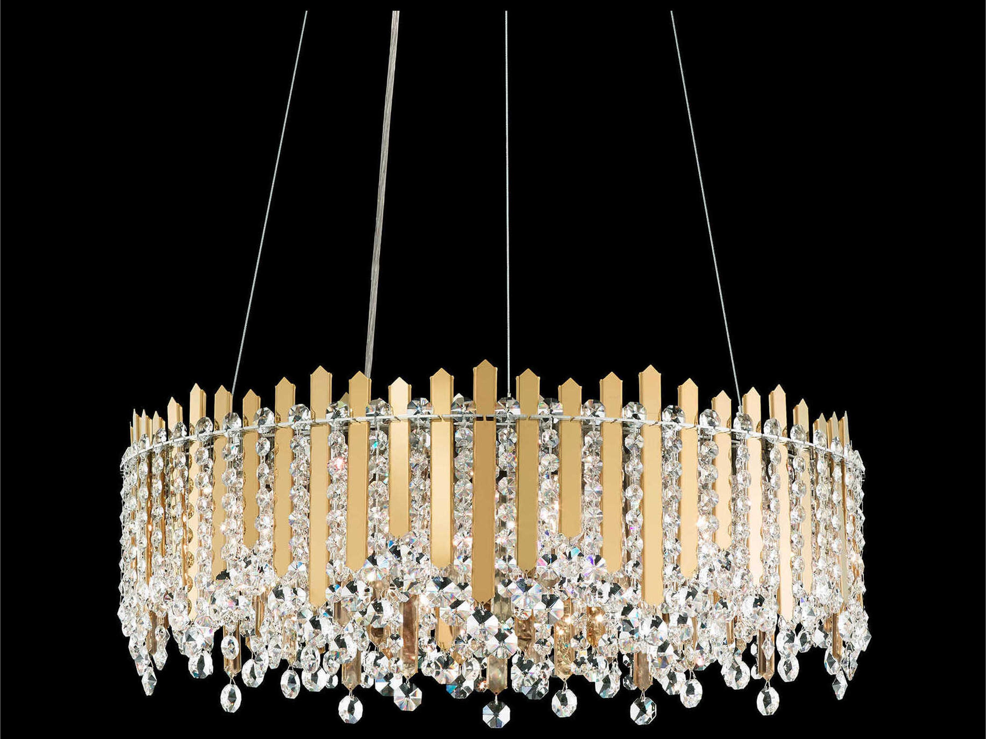 Schonbek Chatter 12-Light Gold Crystal Drum Pendant
