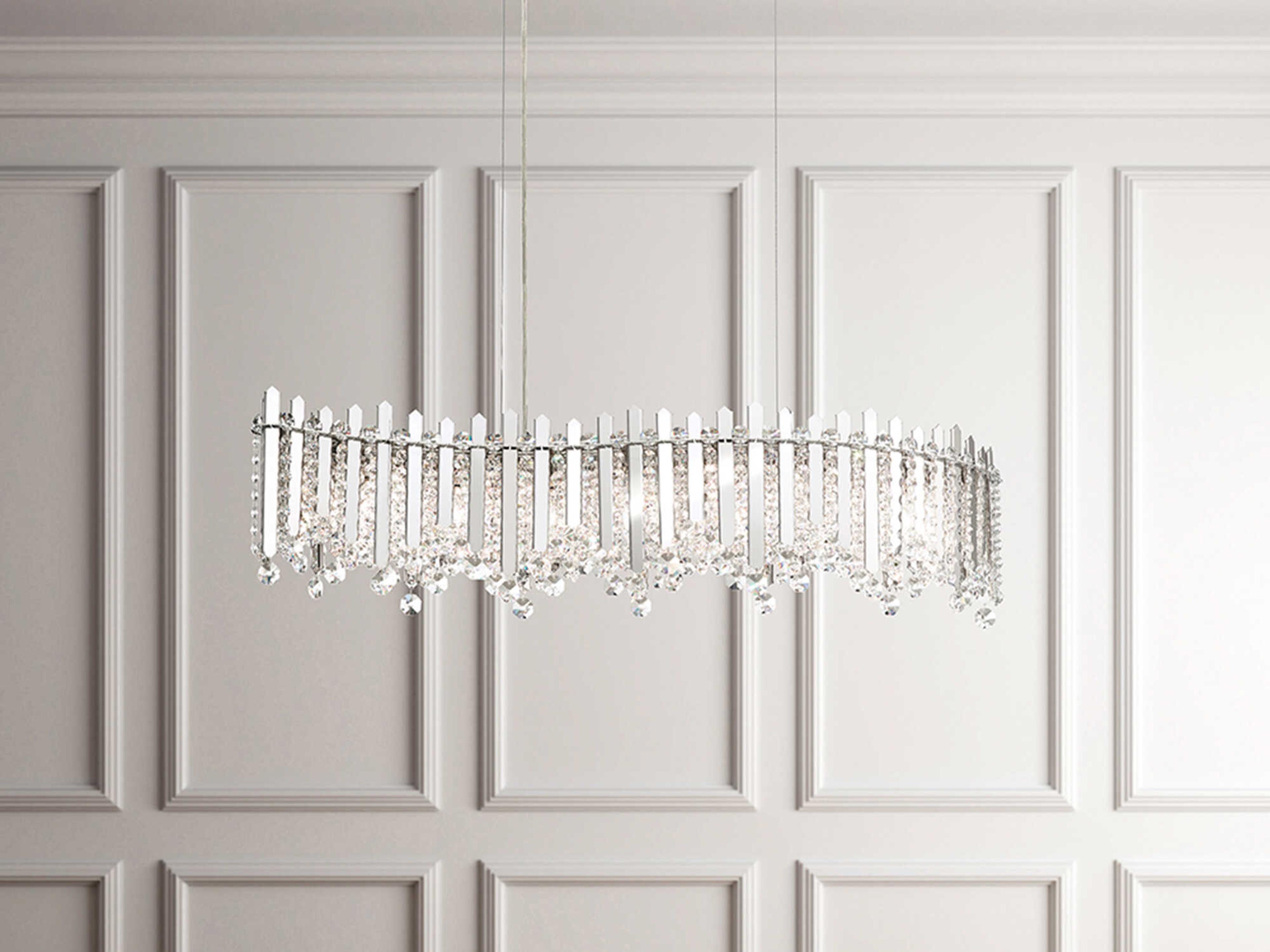 Schonbek Chatter 7-Light Silver Crystal Linear Island Pendant