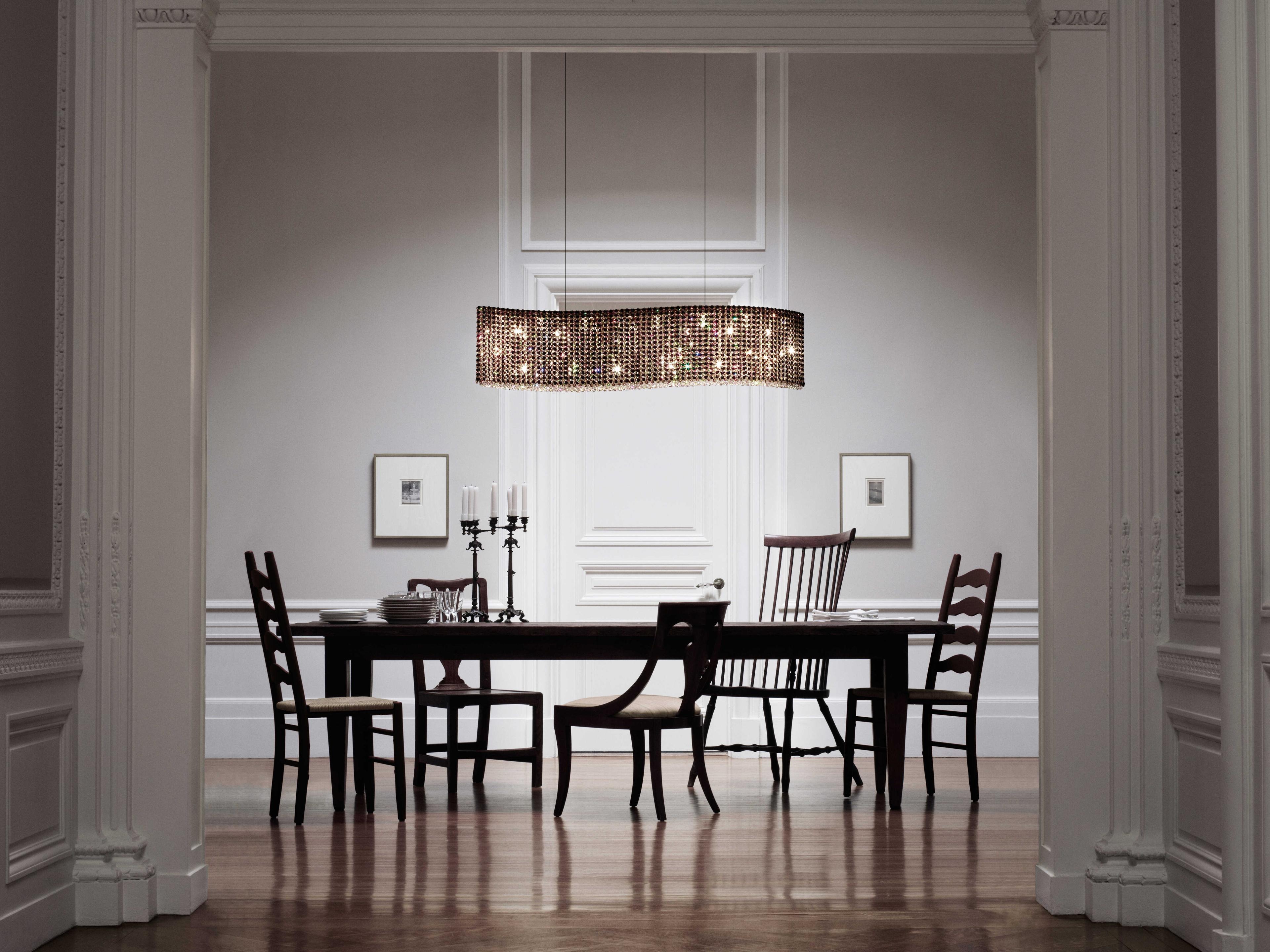 Schonbek Refrax 21-Light Stainless Steel Crystal Linear Island Pendant