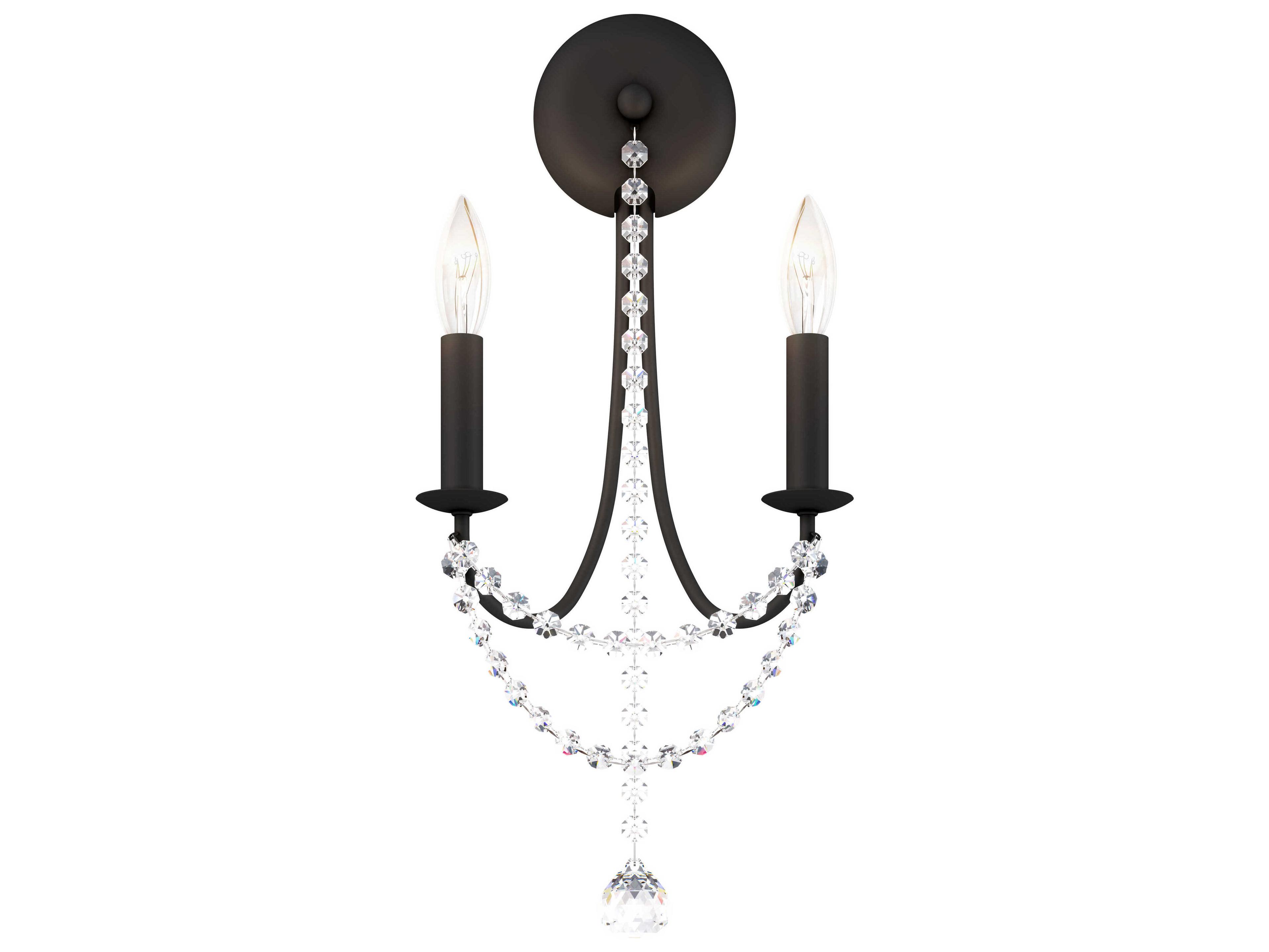 Verdana 2-Light Black Crystal Wall Sconce