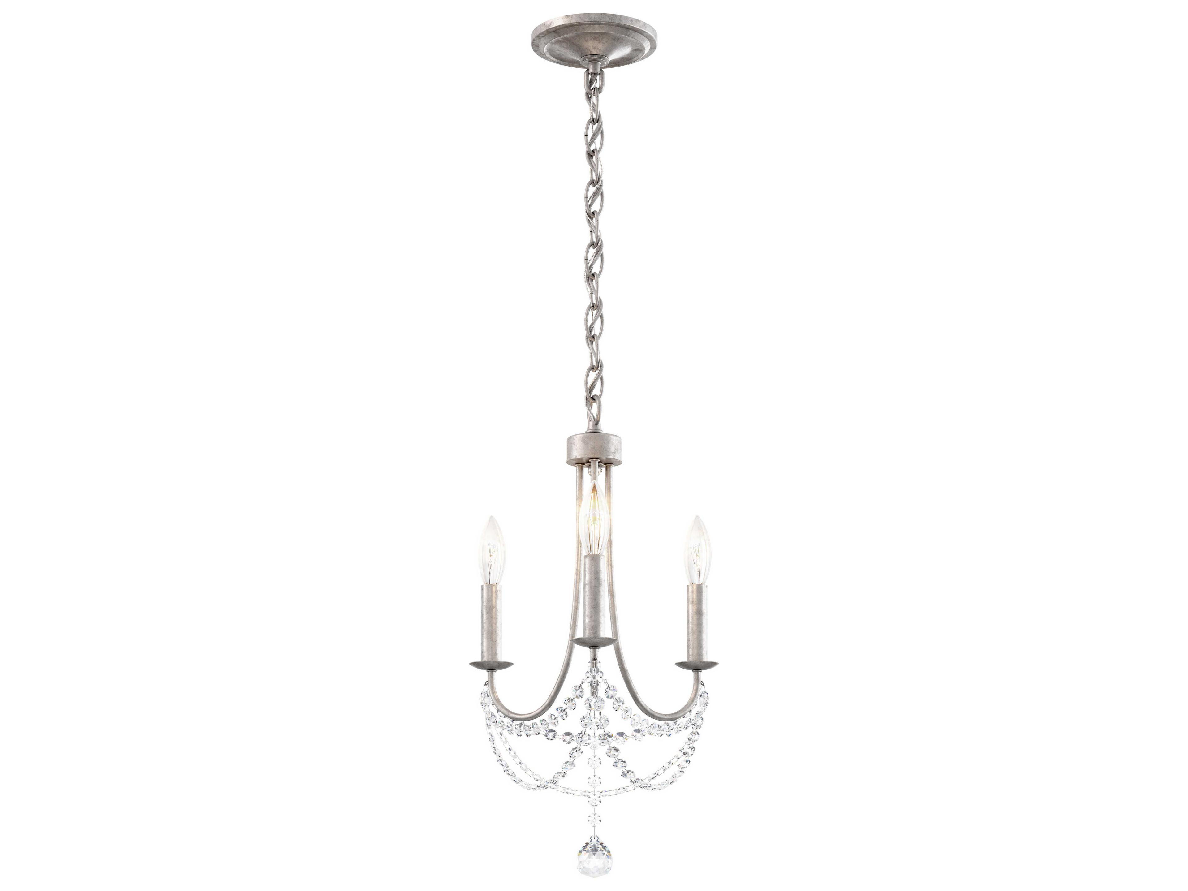 Verdana 3-Light Antique Silver Steel Crystal Candelabra Chandelier