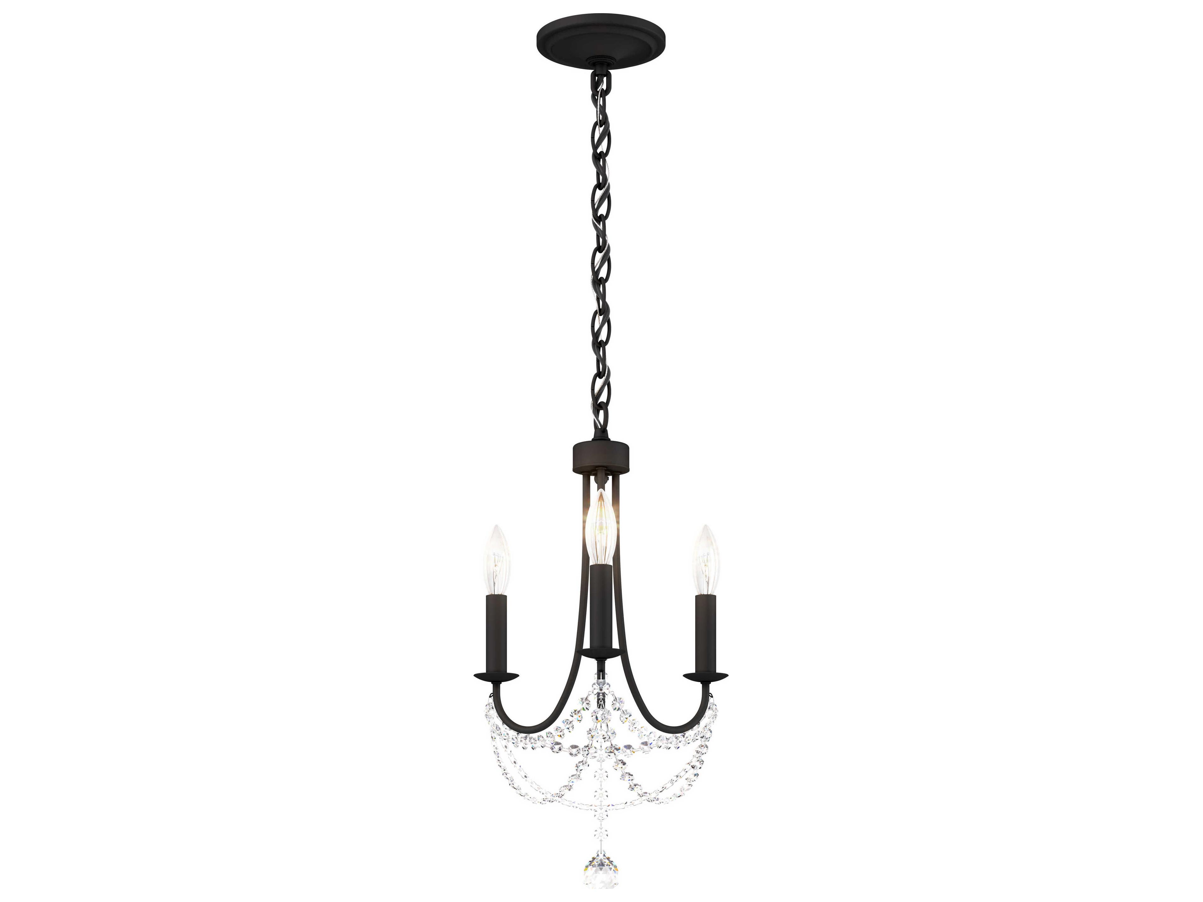 Verdana 3-Light Black Crystal Candelabra Chandelier
