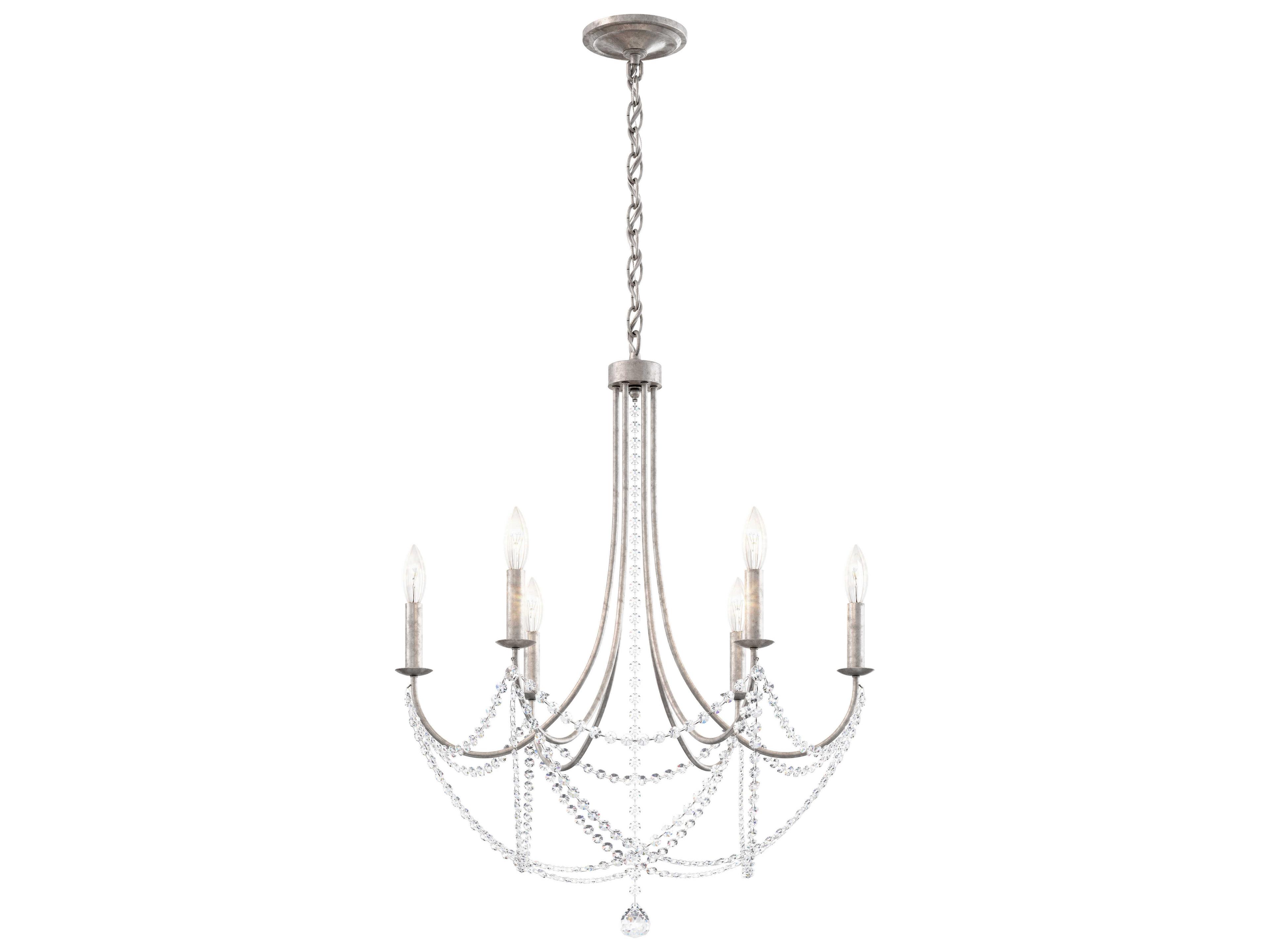 Verdana 6-Light Antique Silver Crystal Candelabra Chandelier