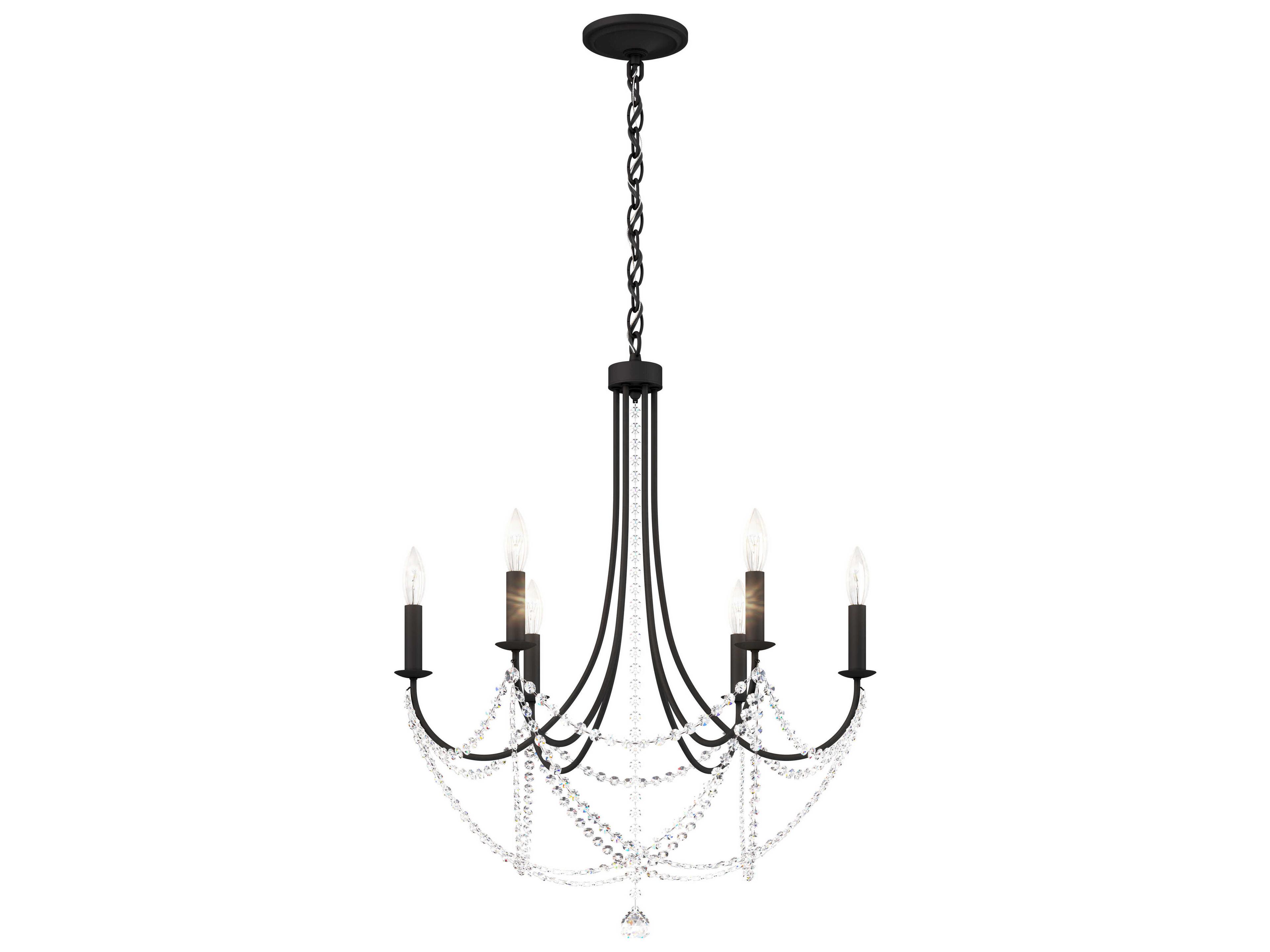Verdana 6-Light Black Crystal Candelabra Chandelier