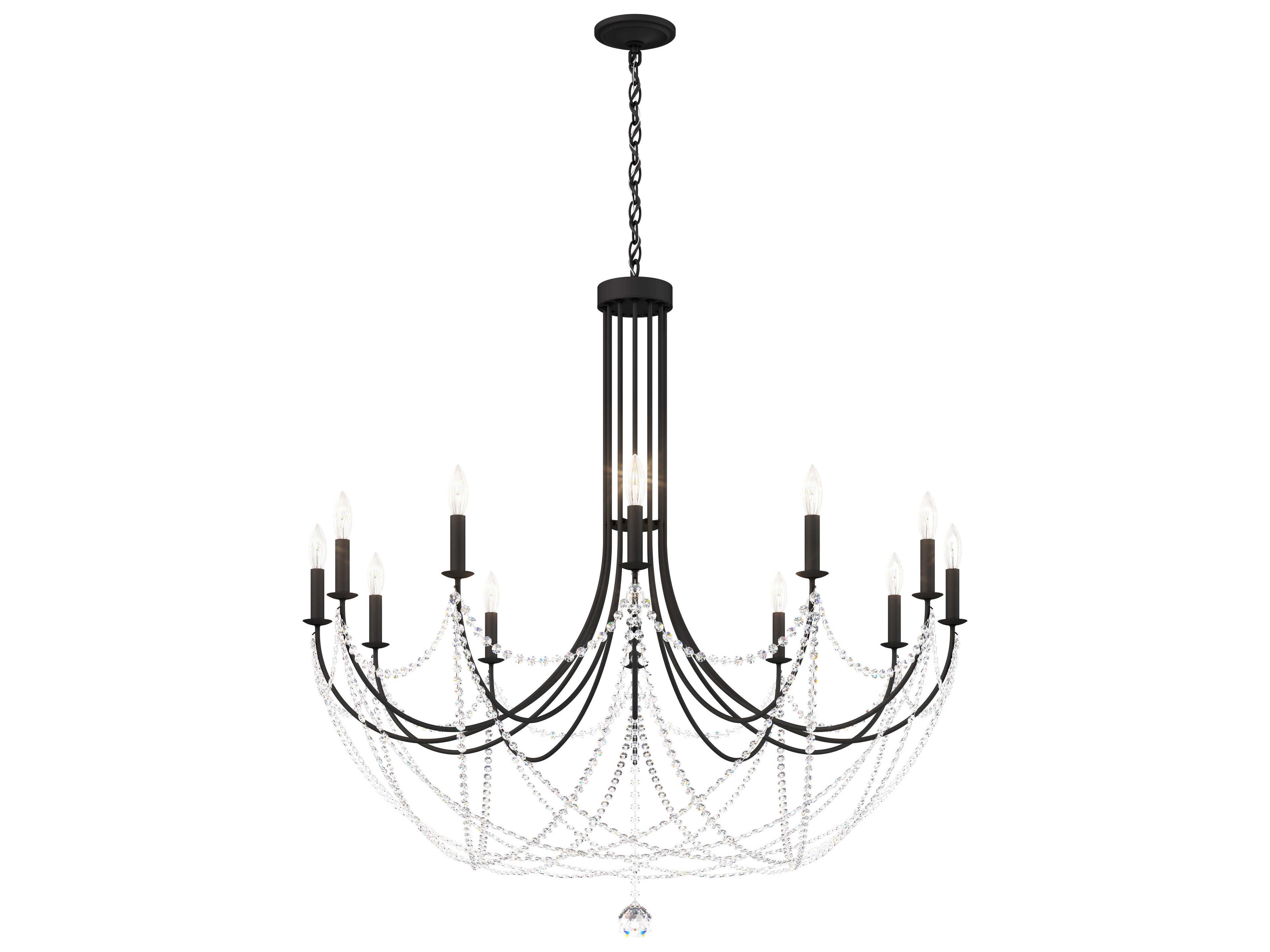Verdana 12-Light Black Crystal Candelabra Chandelier