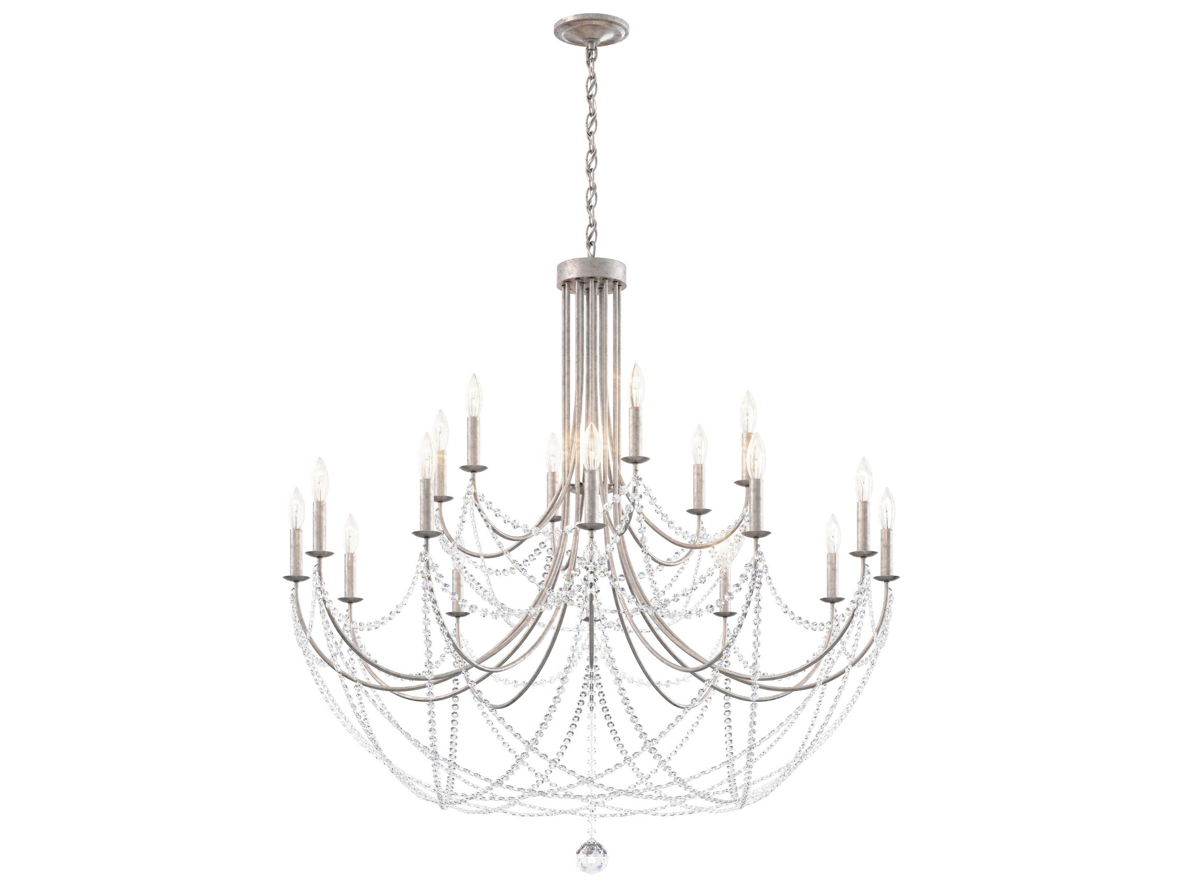 Verdana 18-Light8-Light Antique Silver Crystal Candelabra Chandelier