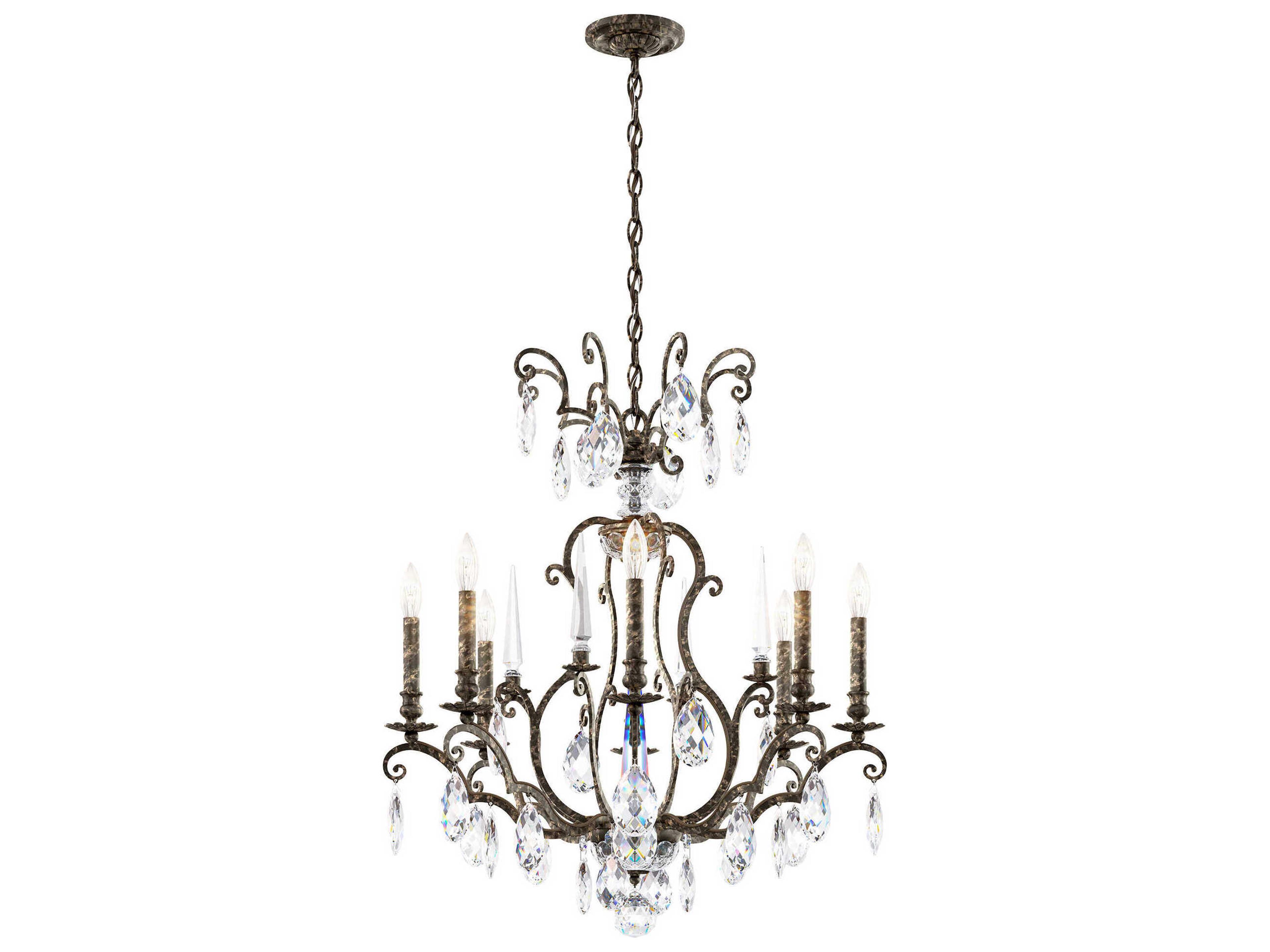 Renaissance Nouveau 8-Light Heirloom Bronze Crystal Candelabra Chandelier