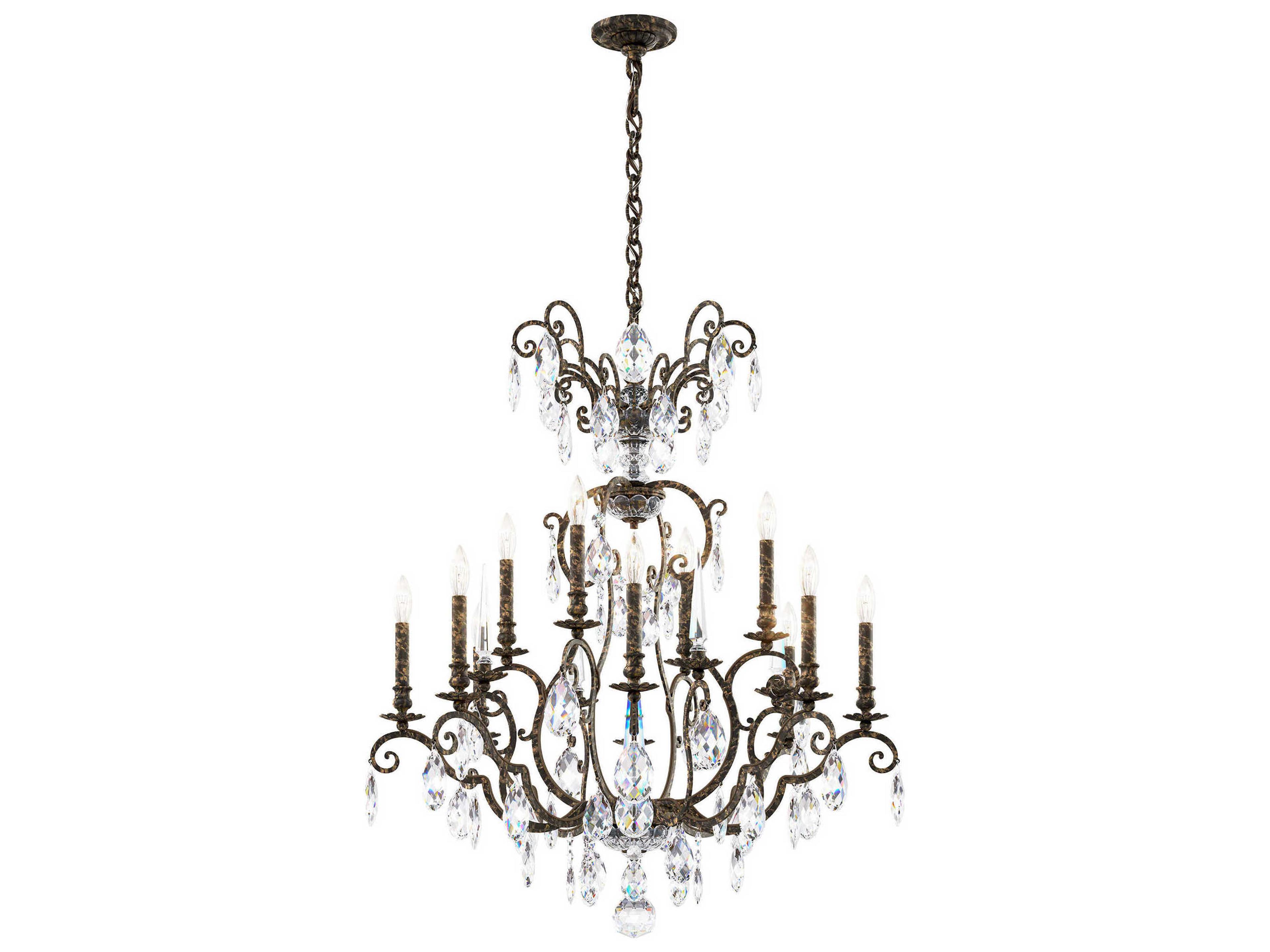 Renaissance Nouveau 12 8-Light Heirloom Bronze Crystal Candelabra Chandelier