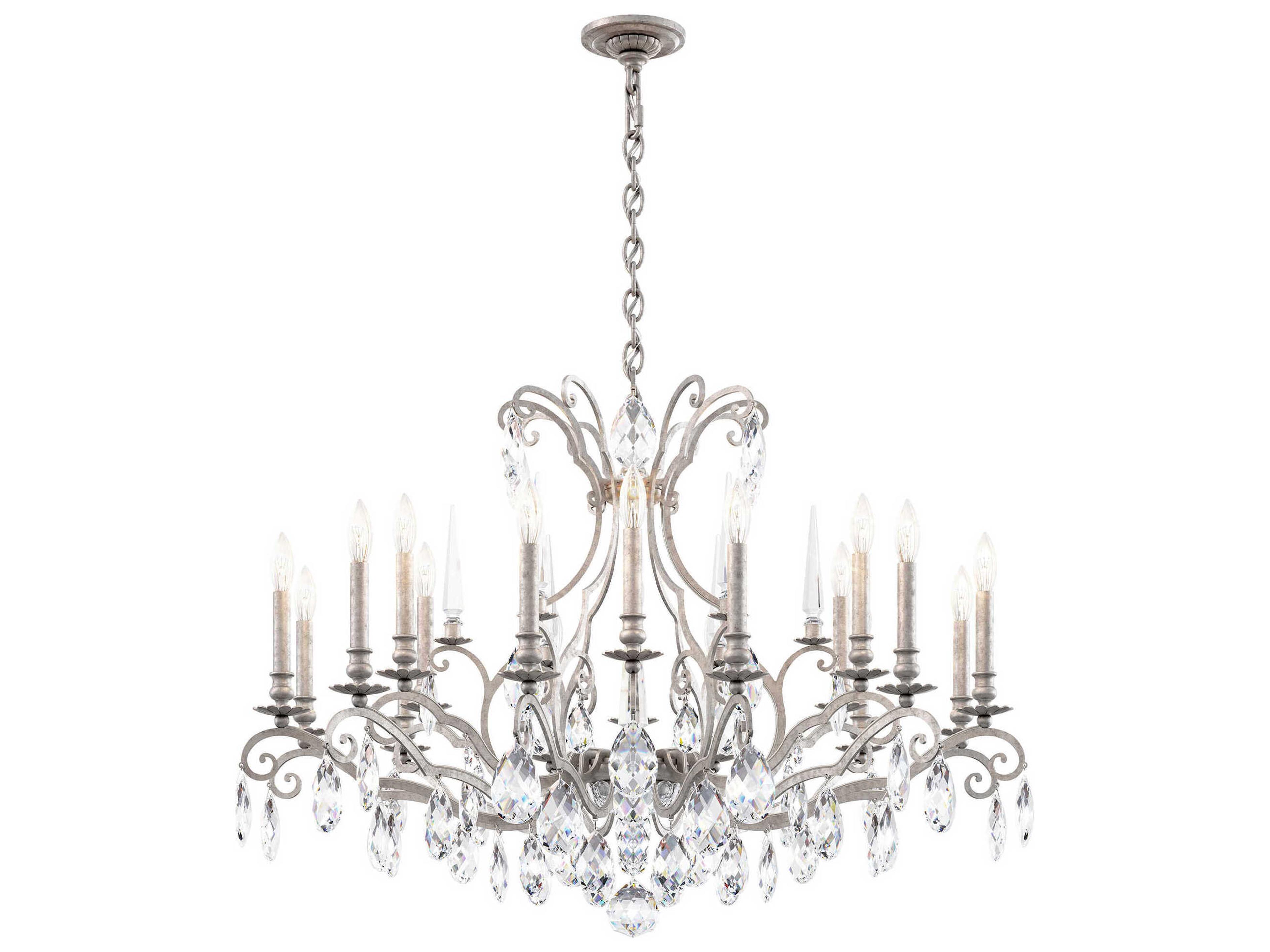 Renaissance Nouveau 18-Light8-Light Antique Silver Crystal Candelabra Chandelier
