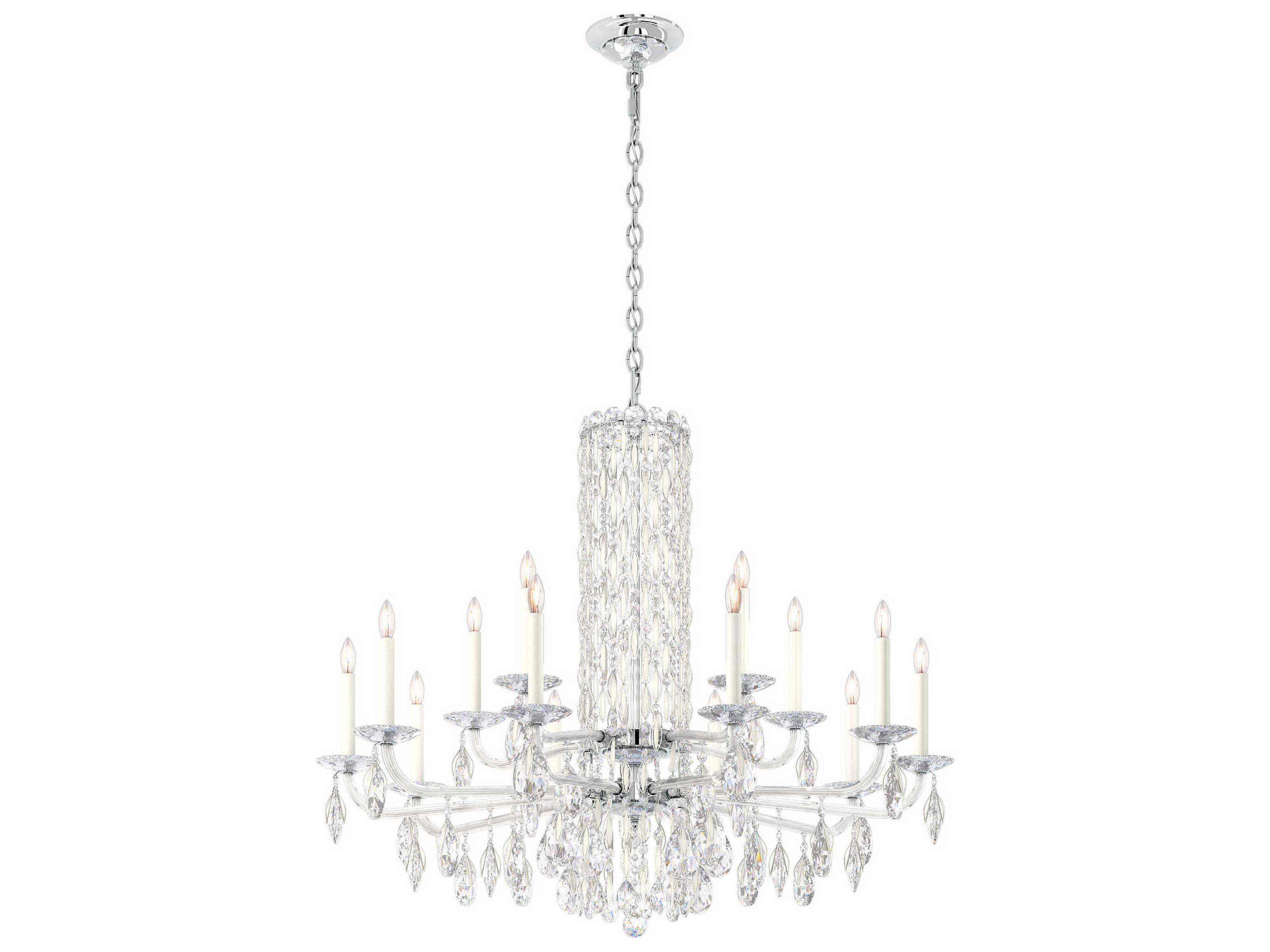 Sarella 15-Light Silver Crystal Candelabra Chandelier
