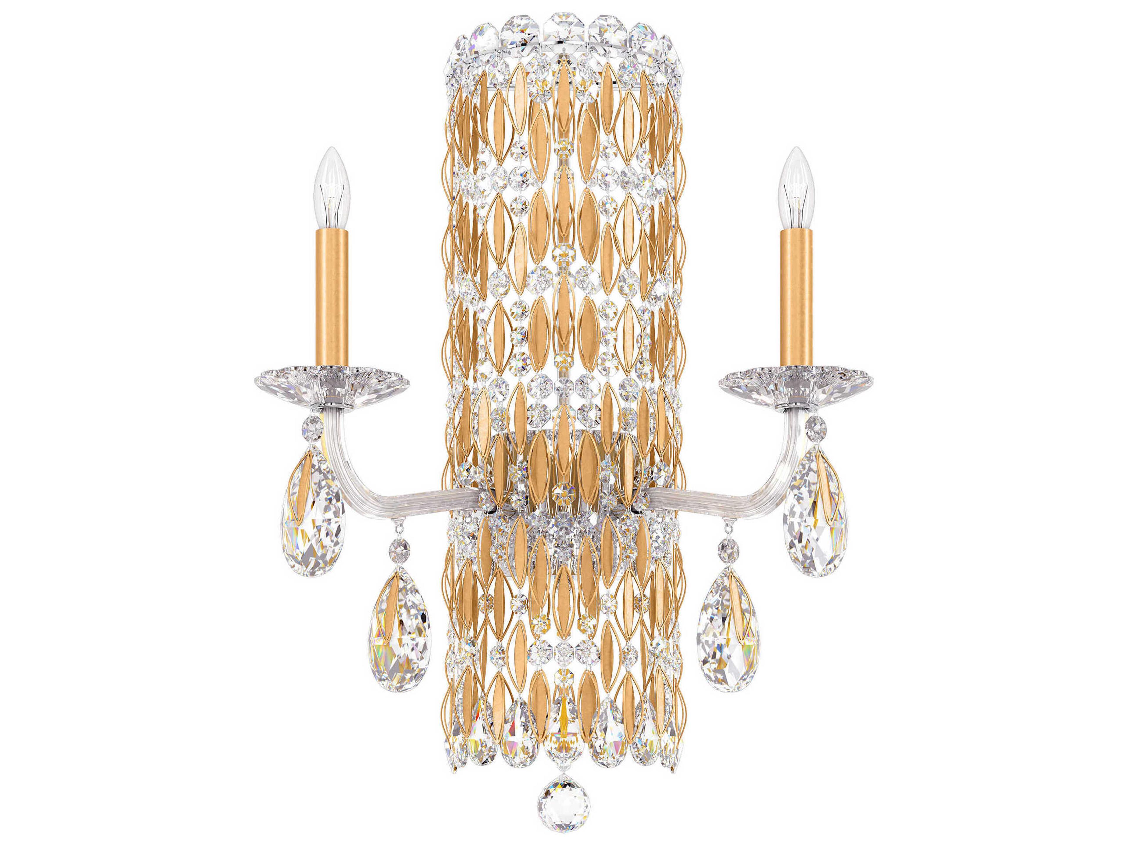 Sarella 2-Light Gold Crystal Wall Sconce