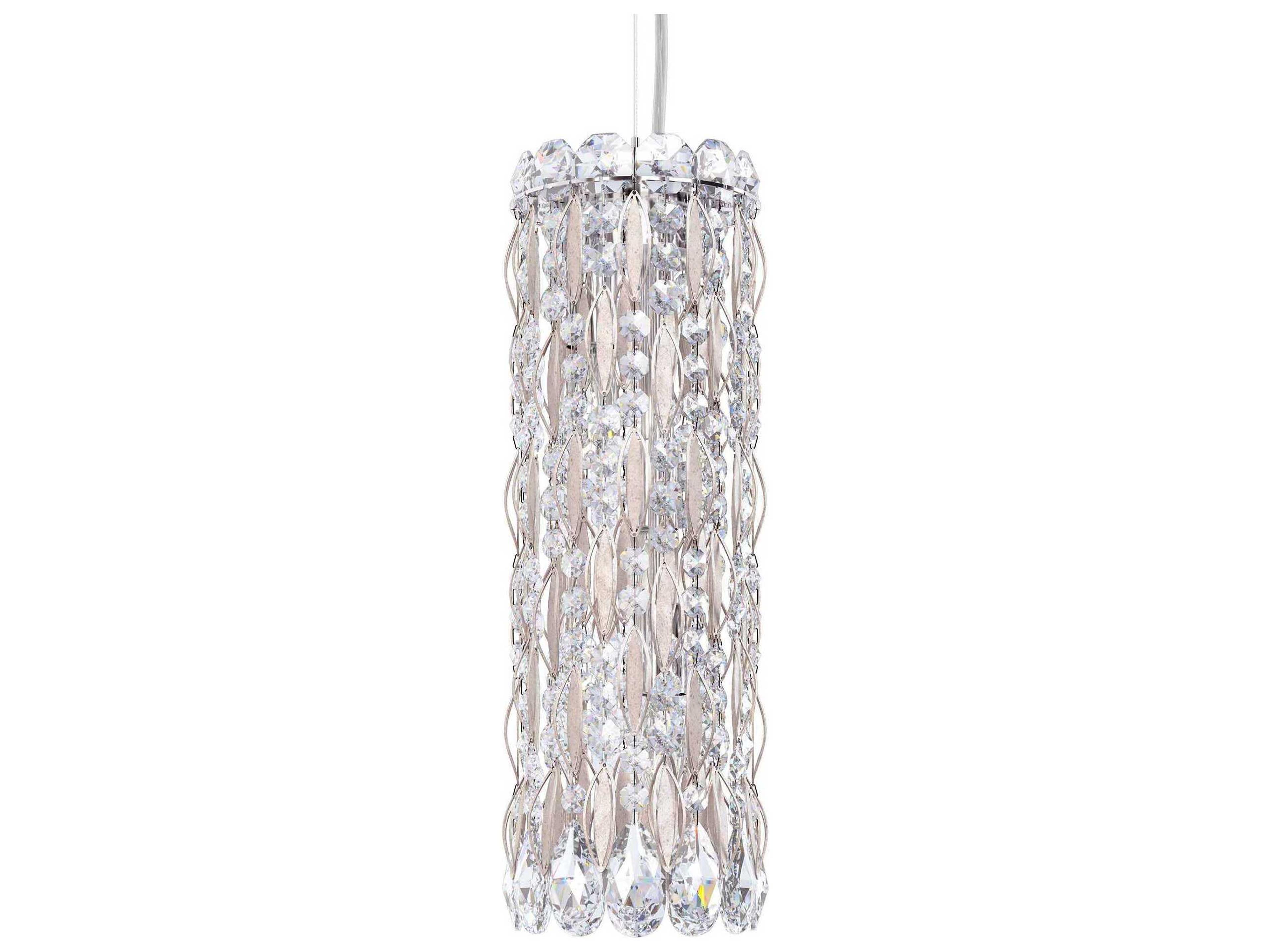Sarella 3-Light Silver Crystal Cylinder Mini Pendant