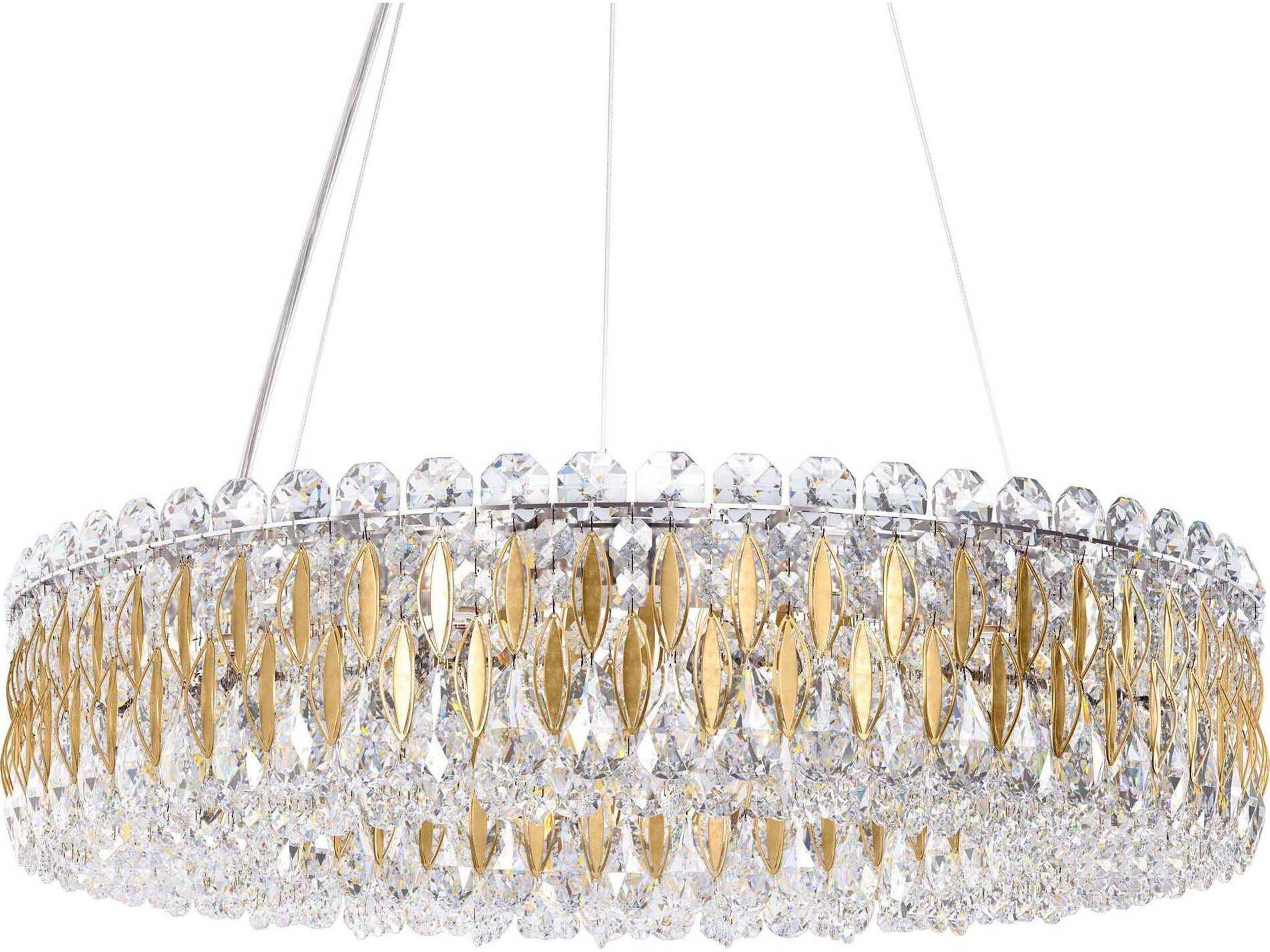 Sarella 12-Light Gold Crystal Drum Pendant